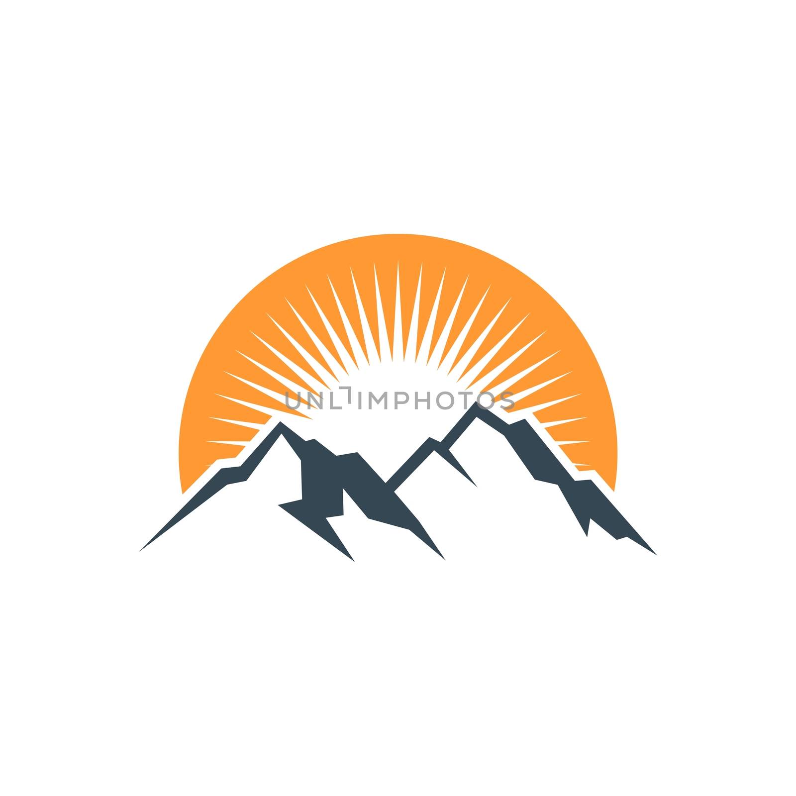 Sun and mountain logo template Illustration Design. Vector EPS 10. by soponyono1