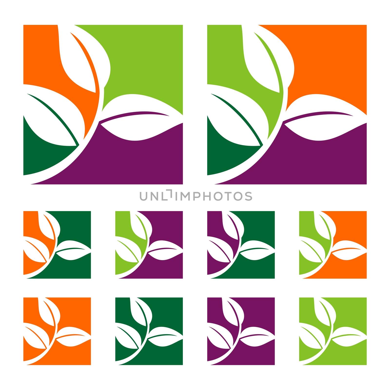 Set Colorful Leaves Logo Template Illustration Design. Vector EPS 10.