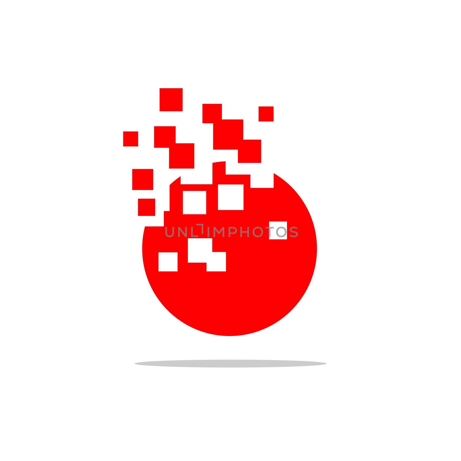 Red Circle Pixel Spread Logo Template Illustration Design. Vector EPS 10.