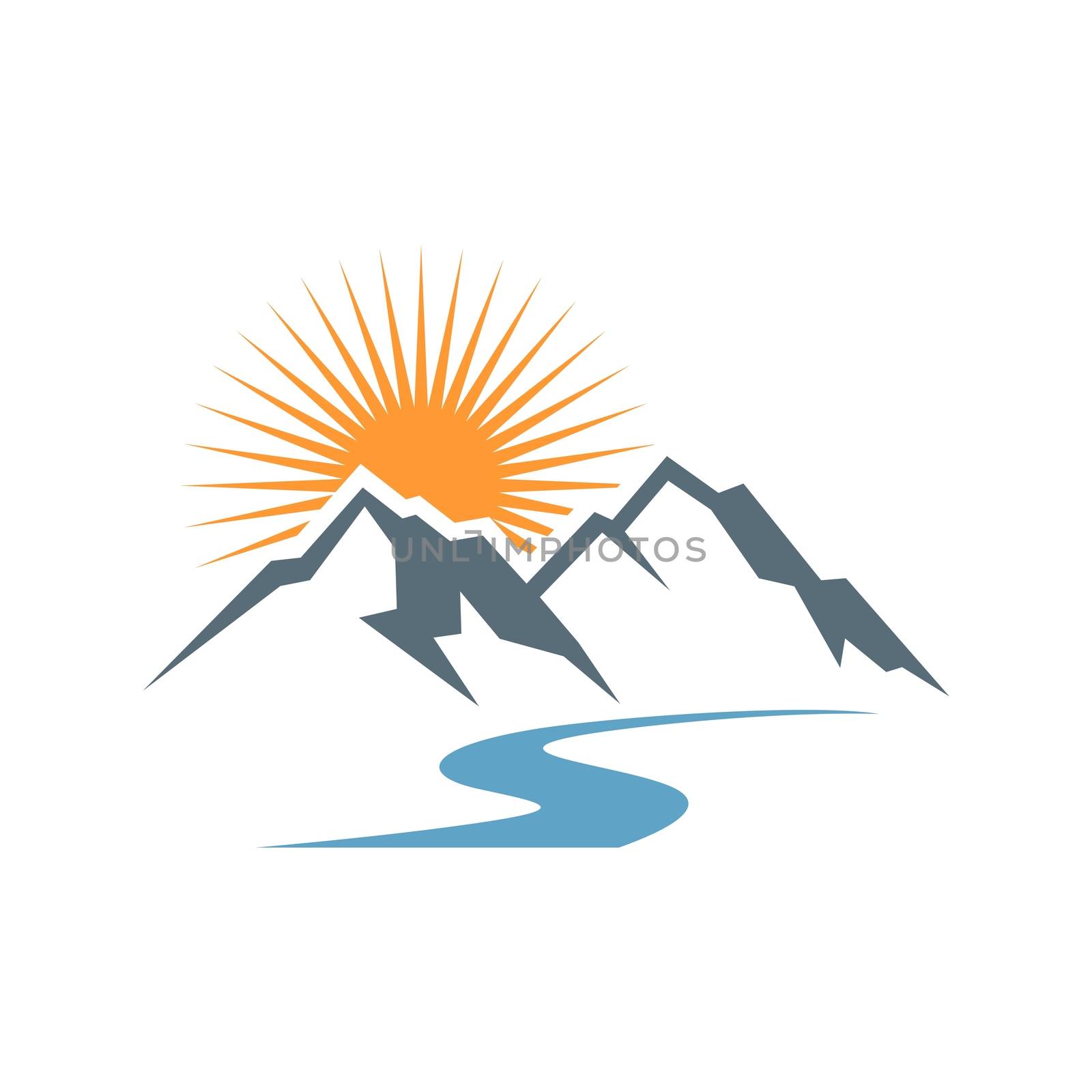 Mountain and sun logo template illustration design. vector EPS 10. by soponyono1
