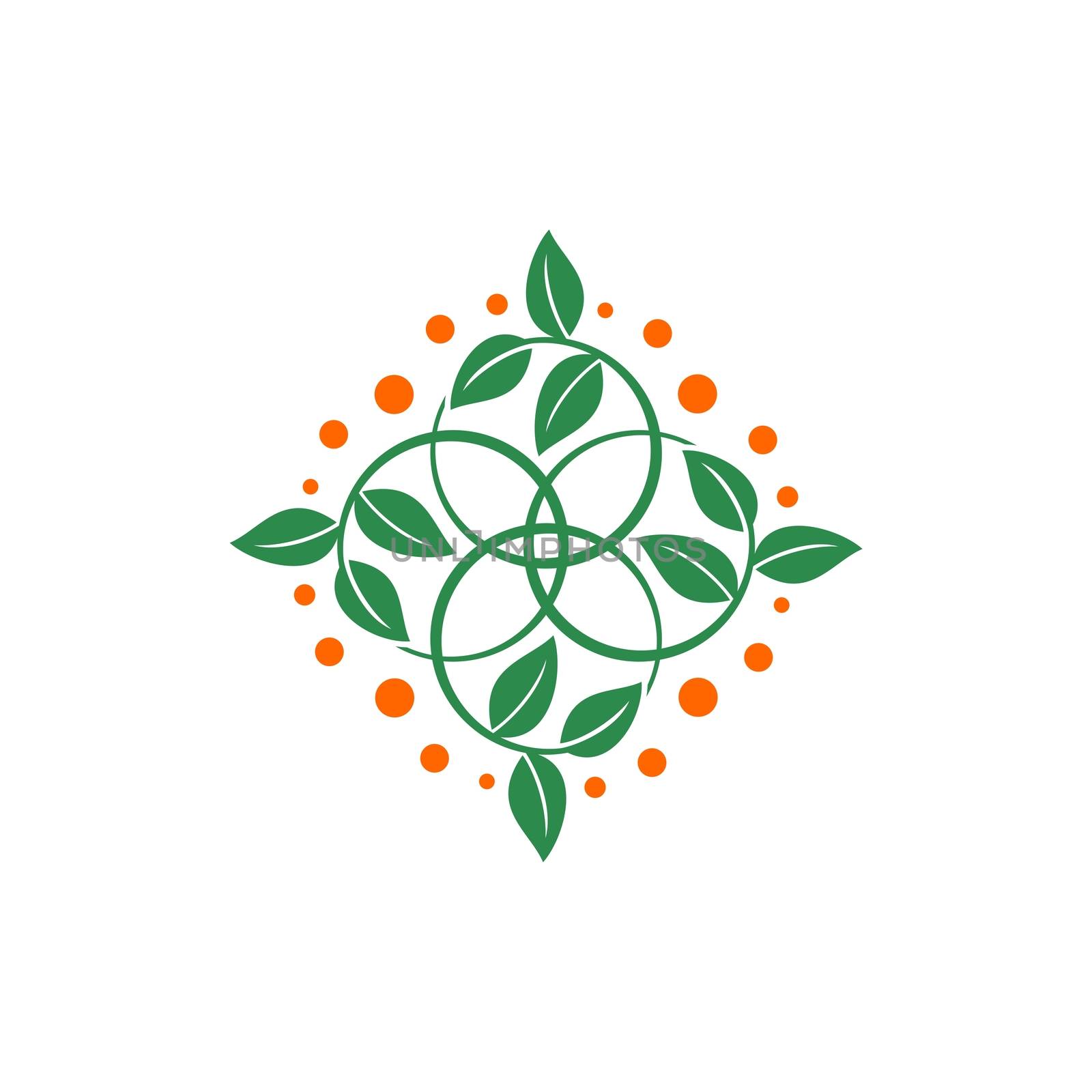 Ornamental Green Leaves Logo Template Illustration Design. Vector EPS 10.