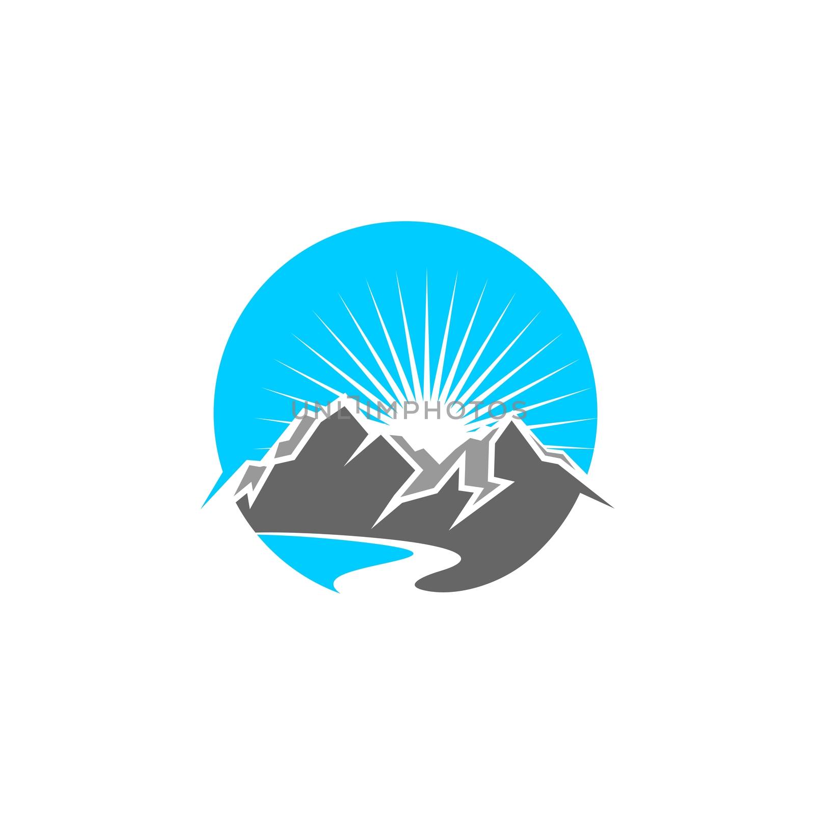 Mountain sunburst vector logo template Illustration Design. Vector EPS 10.