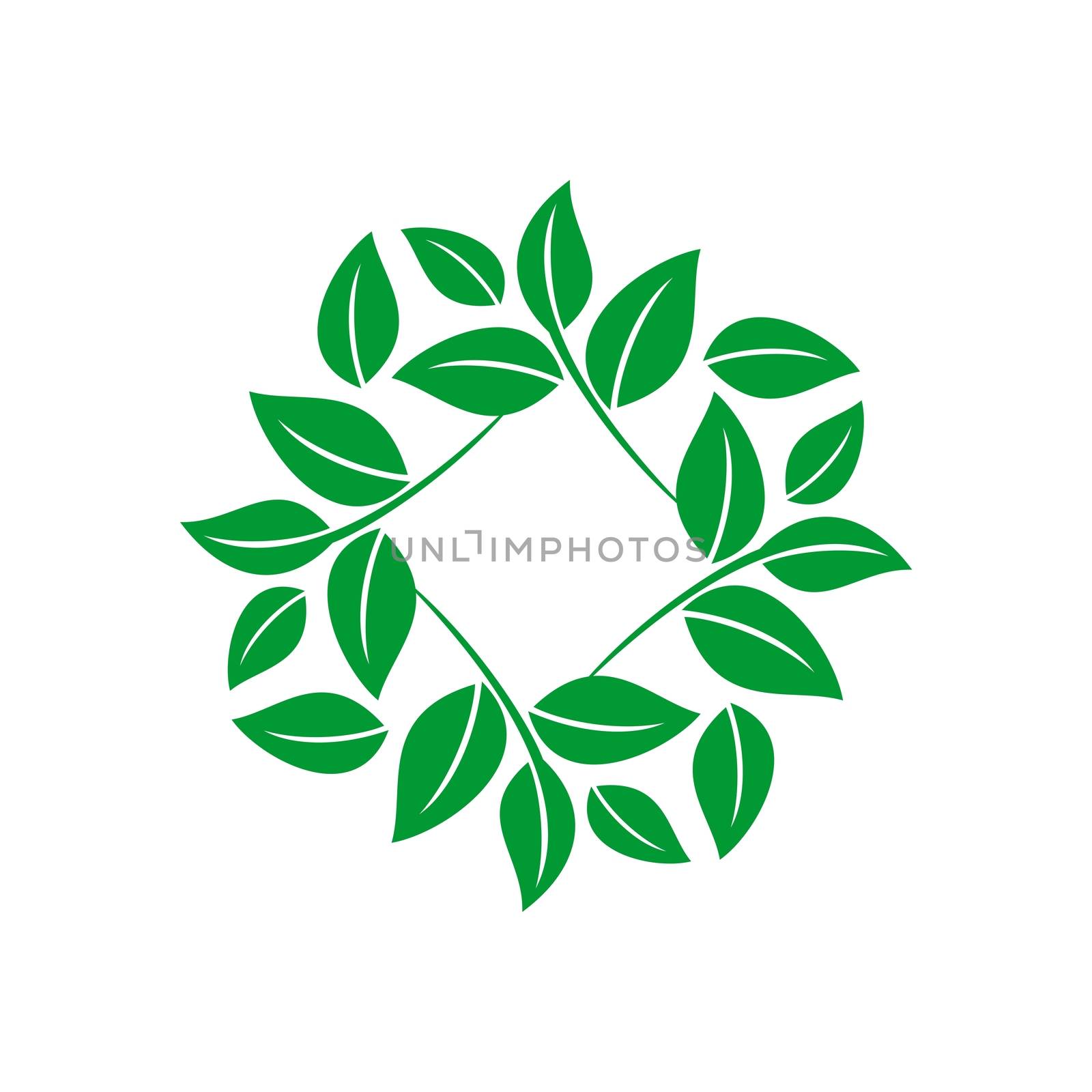 Flower Green Leaves Logo Template Illustration Design. Vector EPS 10.
