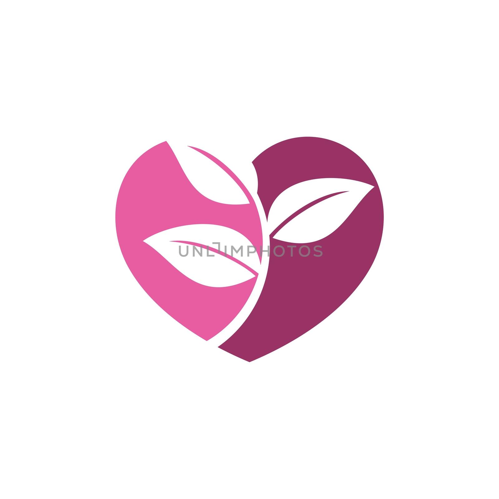 Leaf and Heart Logo Template Illustration Design. Vector EPS 10.