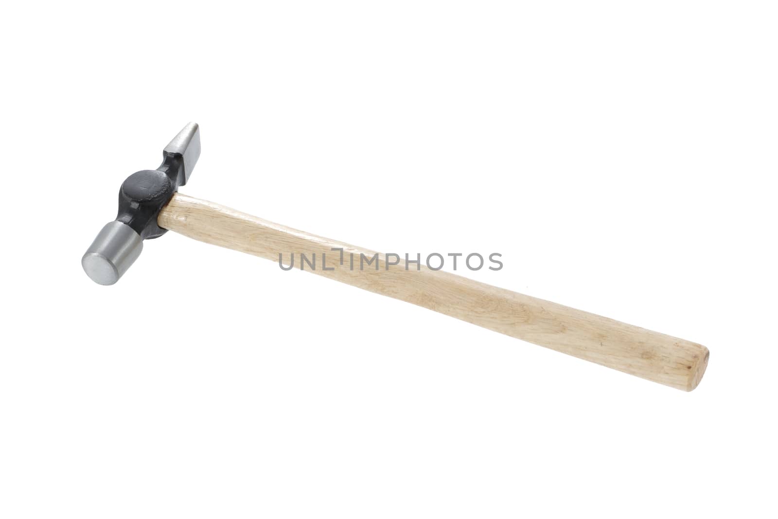 Pin hammer with wood shaft isolated on a white background