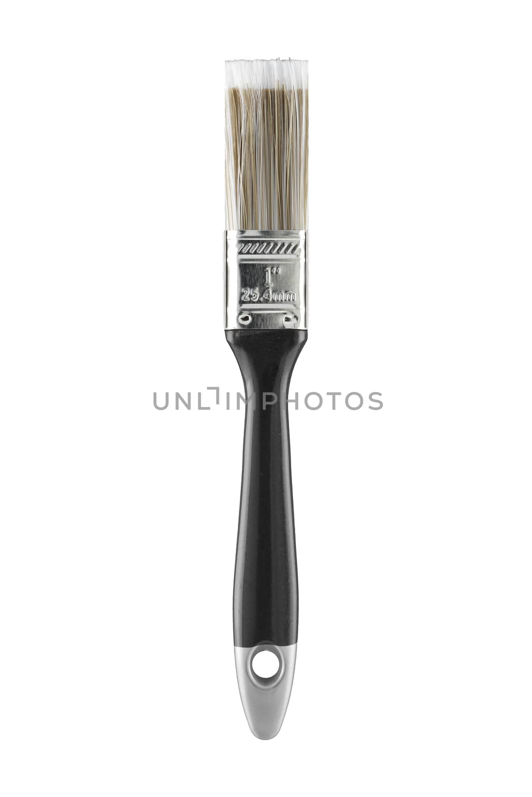 A 1" 25.4mm one inch decorators paint brush on white with clipping path