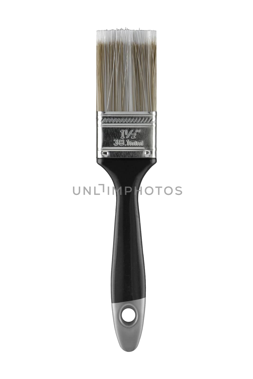 A 1 1/2" 38.1mm one and a half inch decorators paint brush on white with clipping path