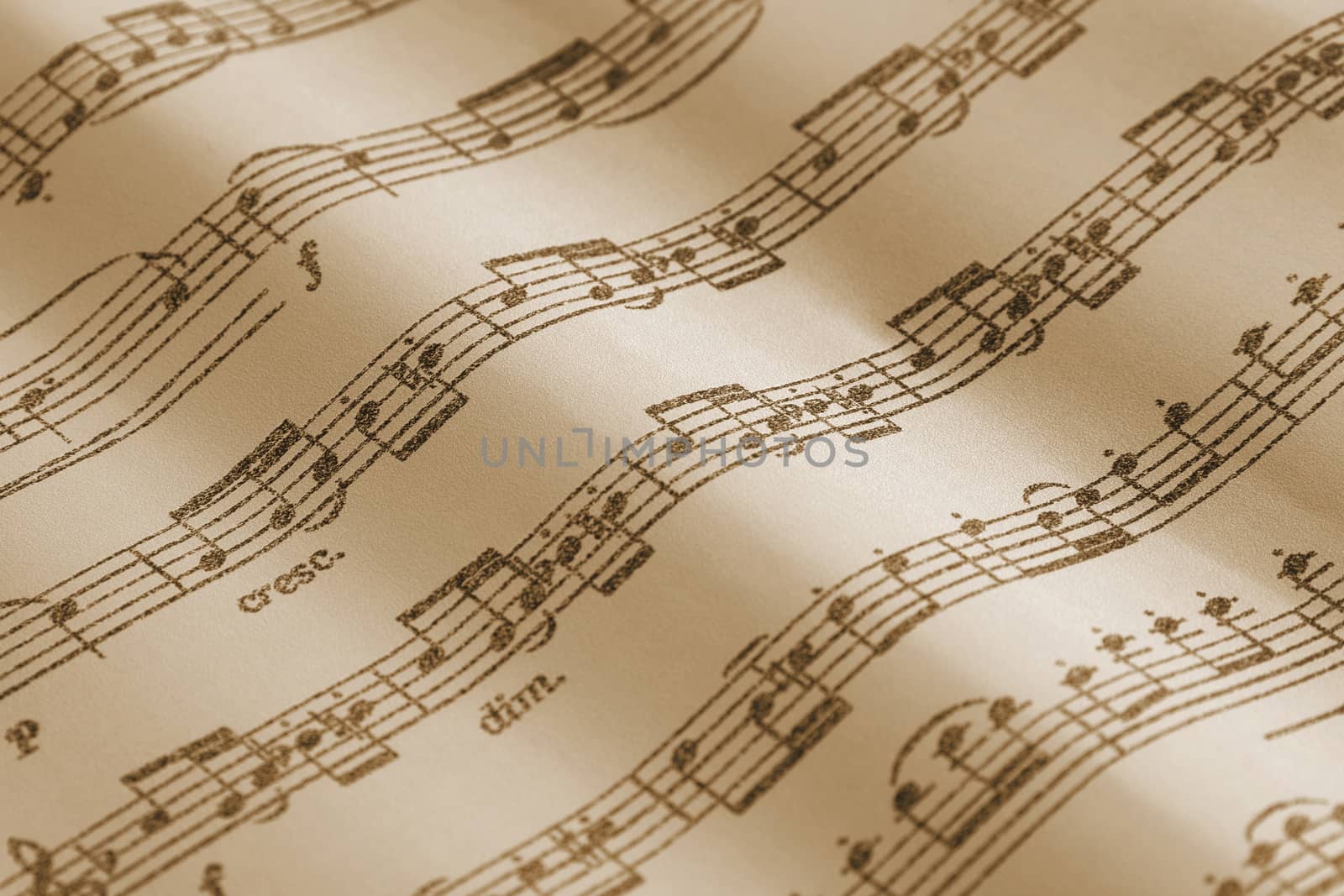 A vintage sheet music with notes selective focus