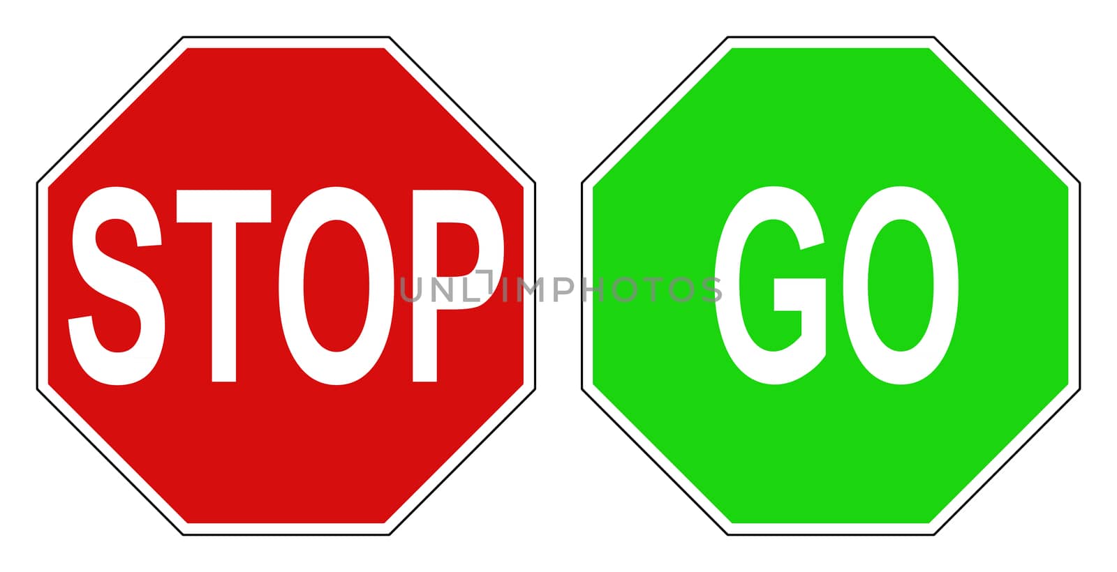 Green Go and Red Stop sign isolated on white with clipping path by VivacityImages