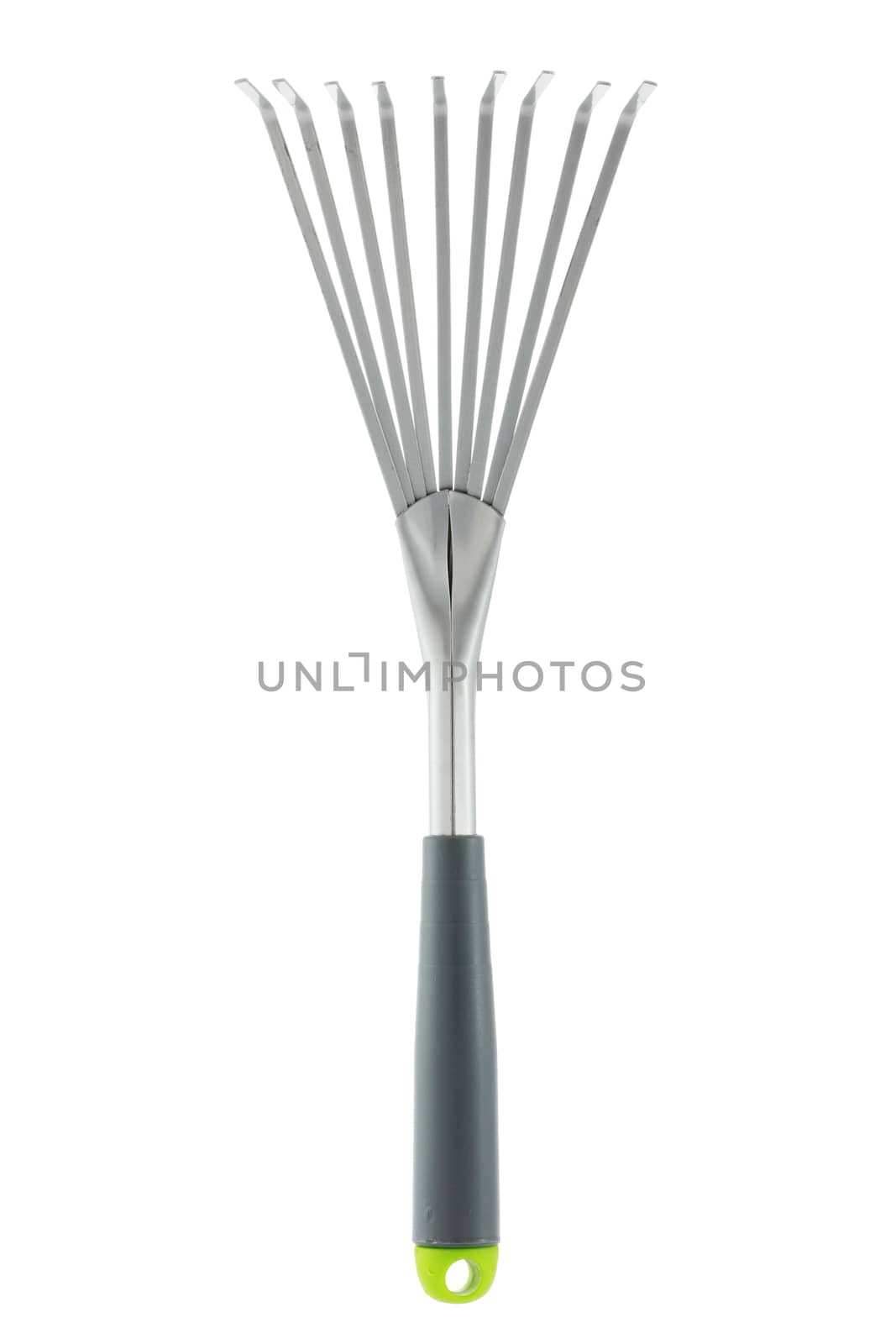 A hand rake for gardening on white background with clipping path