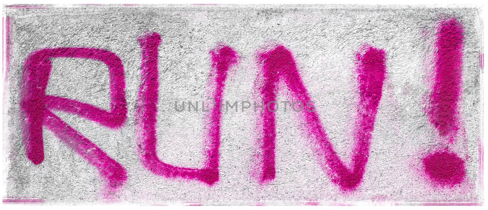 Graffiti PINK text RUN. Ideal for your grungy creative works.