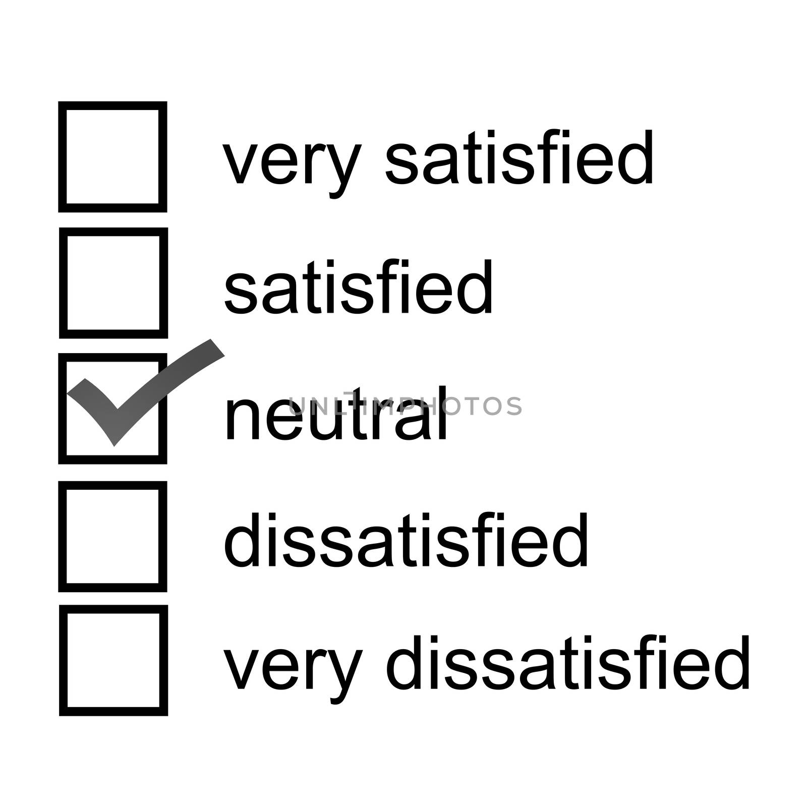 neutral opinion survey response 5 point likert scale by VivacityImages