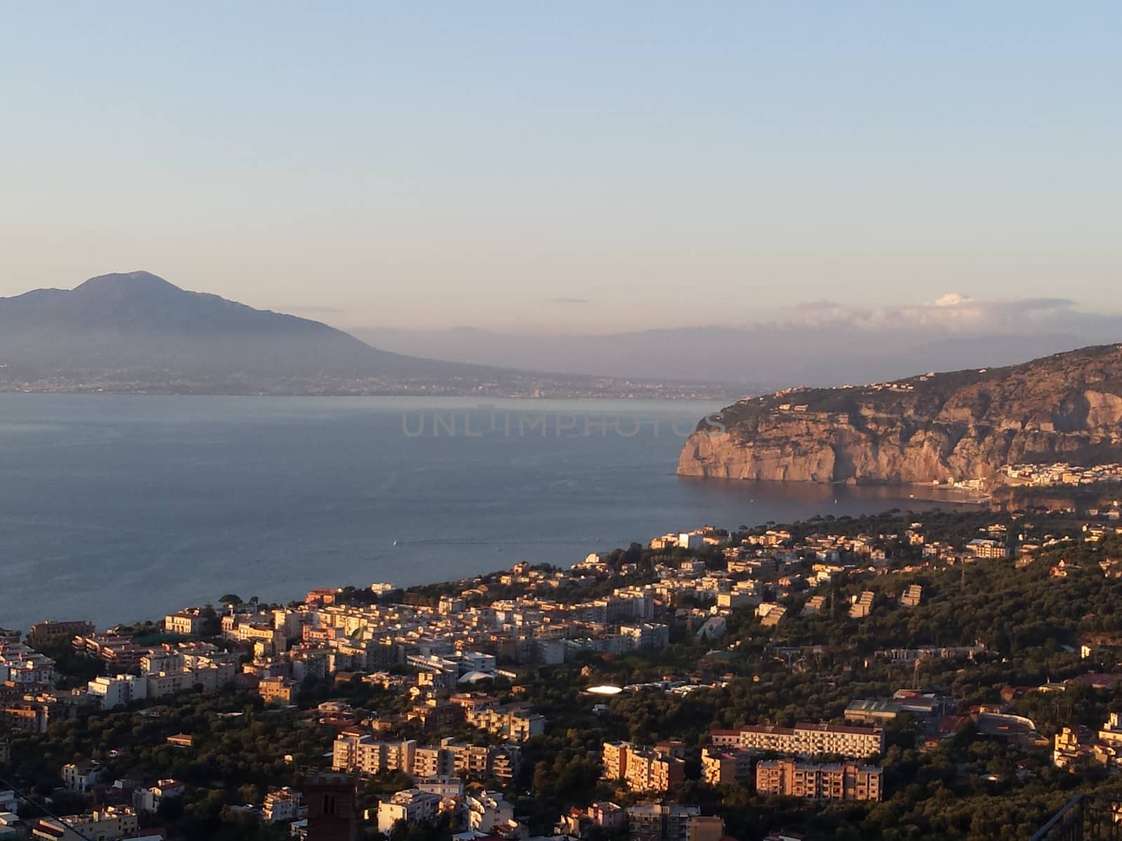 Aerial view of the coastline of Sorrento and Gulf of Naples, Italy - This area is famous for the lemons and the production of limoncello - Italy by matteobartolini