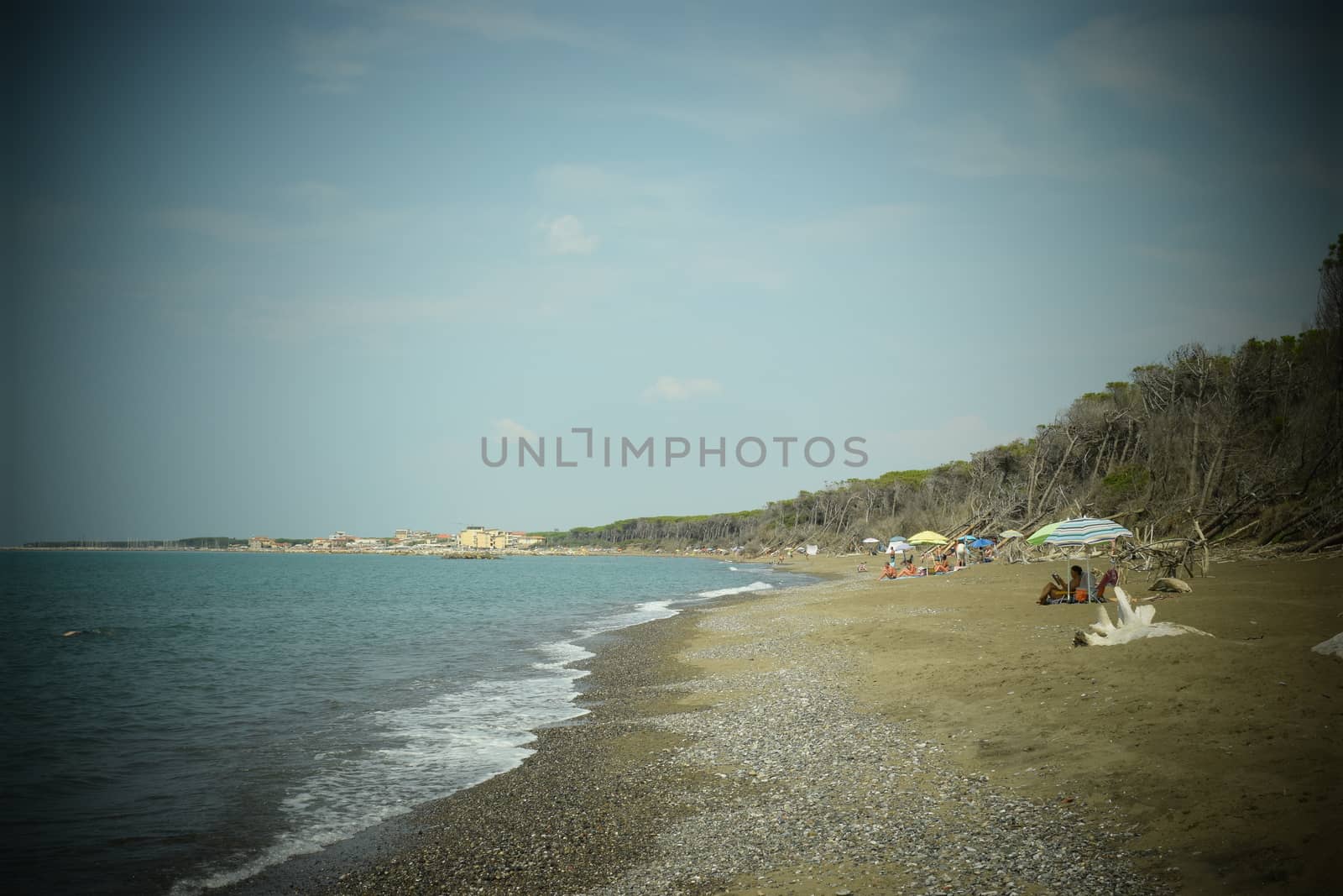 Beach and sea of Marina di Cecina, Maremma, Tuscany, Italy, Europe