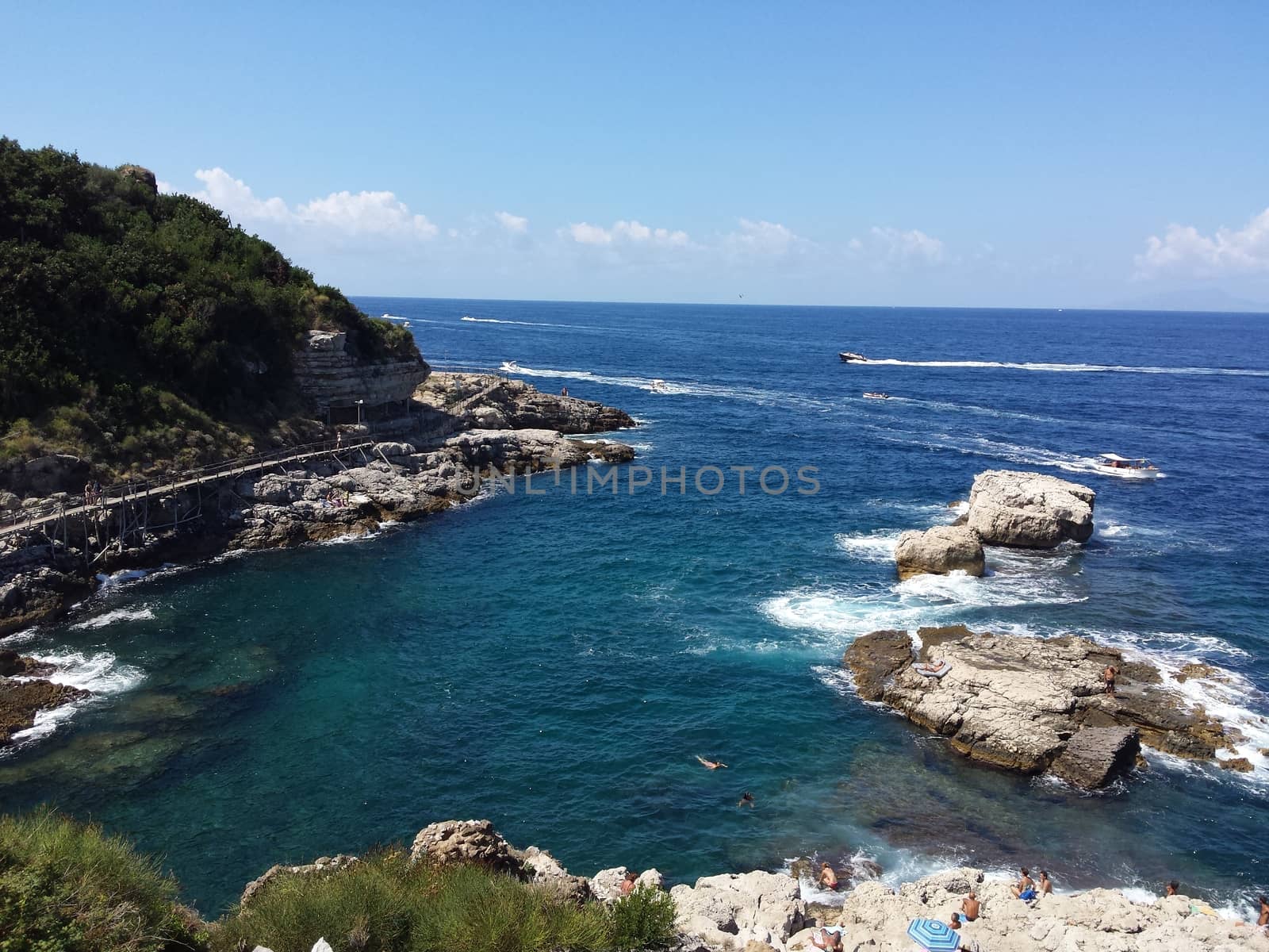 Aerial view of the coastline of Sorrento and Gulf of Naples, Italy - This area is famous for the lemons and the production of limoncello - Italy by matteobartolini