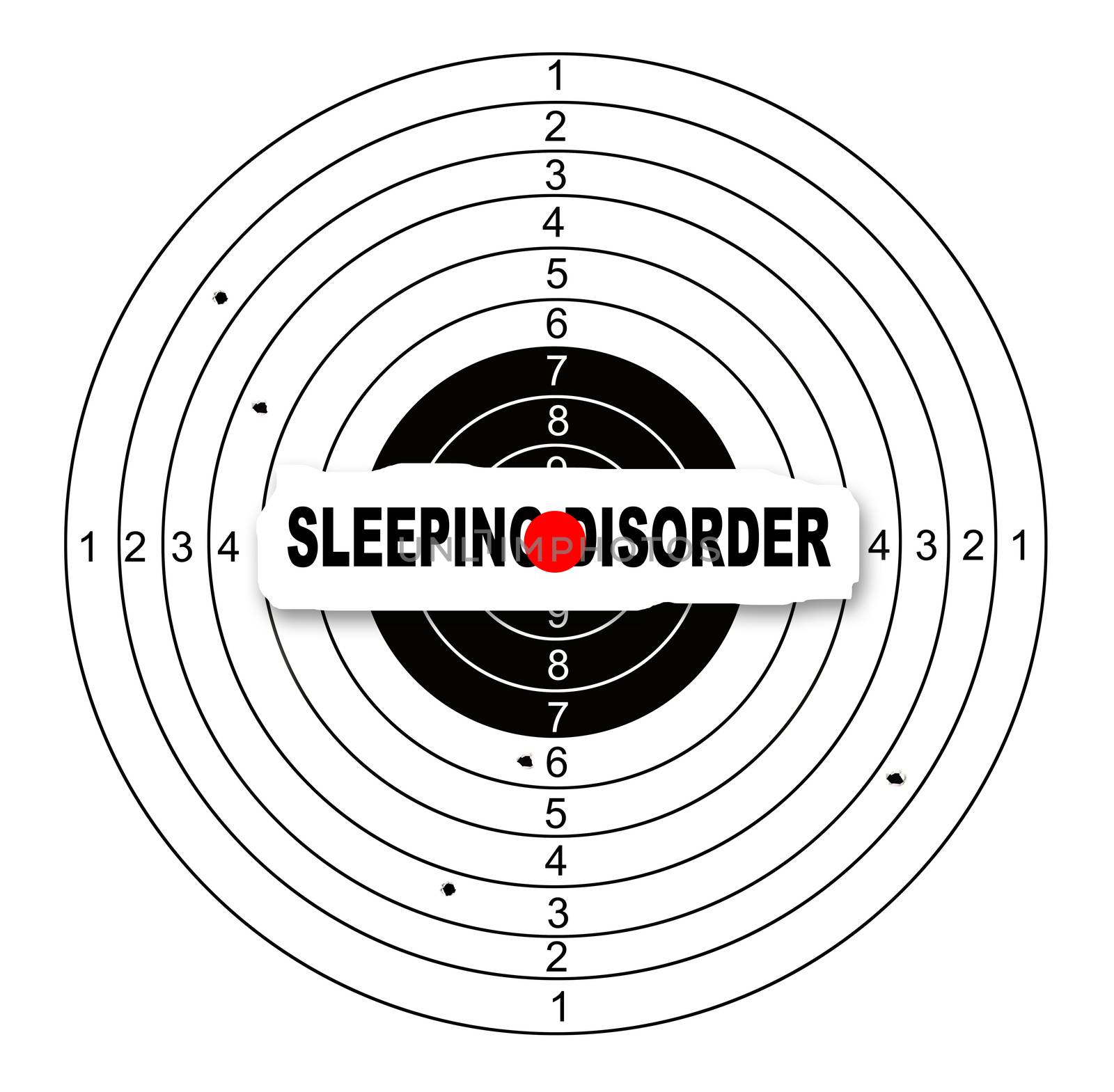 Shooting target with word sleeping disorder made in 2d software