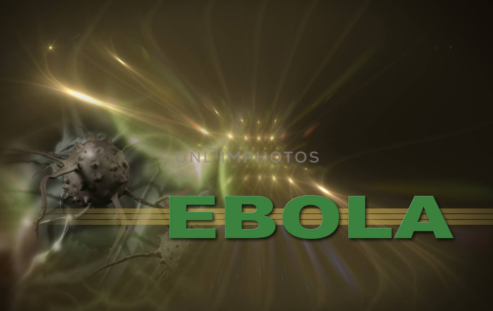 word EBOLA writing on  lines end optical flares    background
