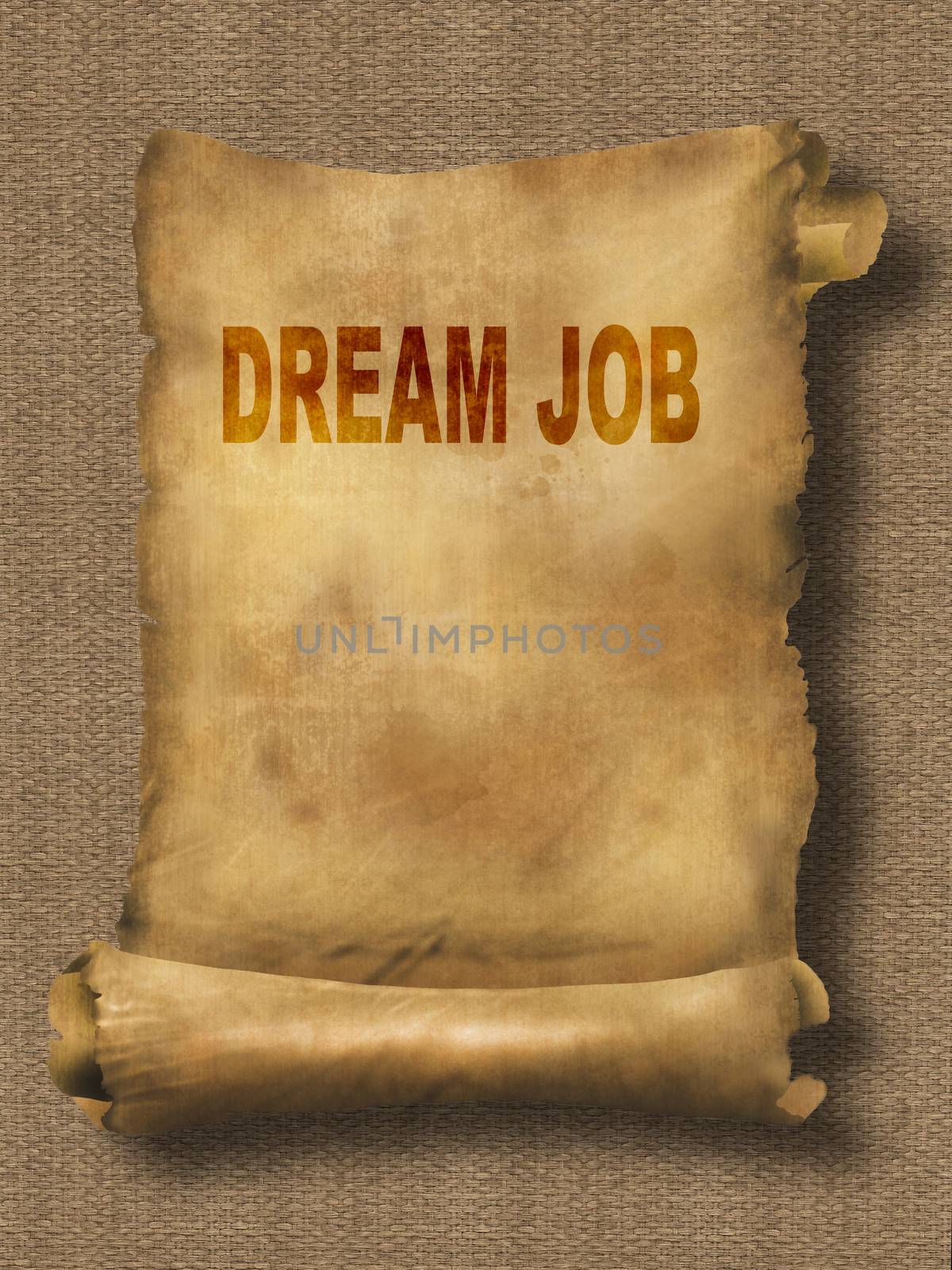 word dream job on paper scroll made in 2d software