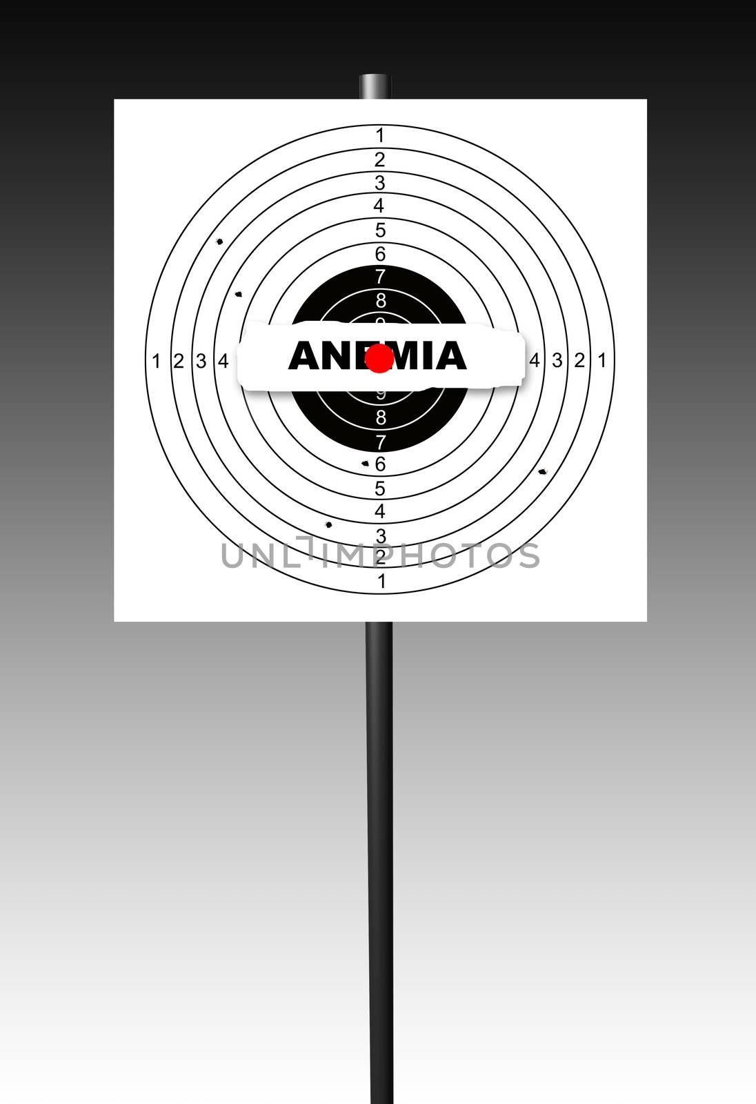 Shooting target with word ANEMIA  made in 2d software