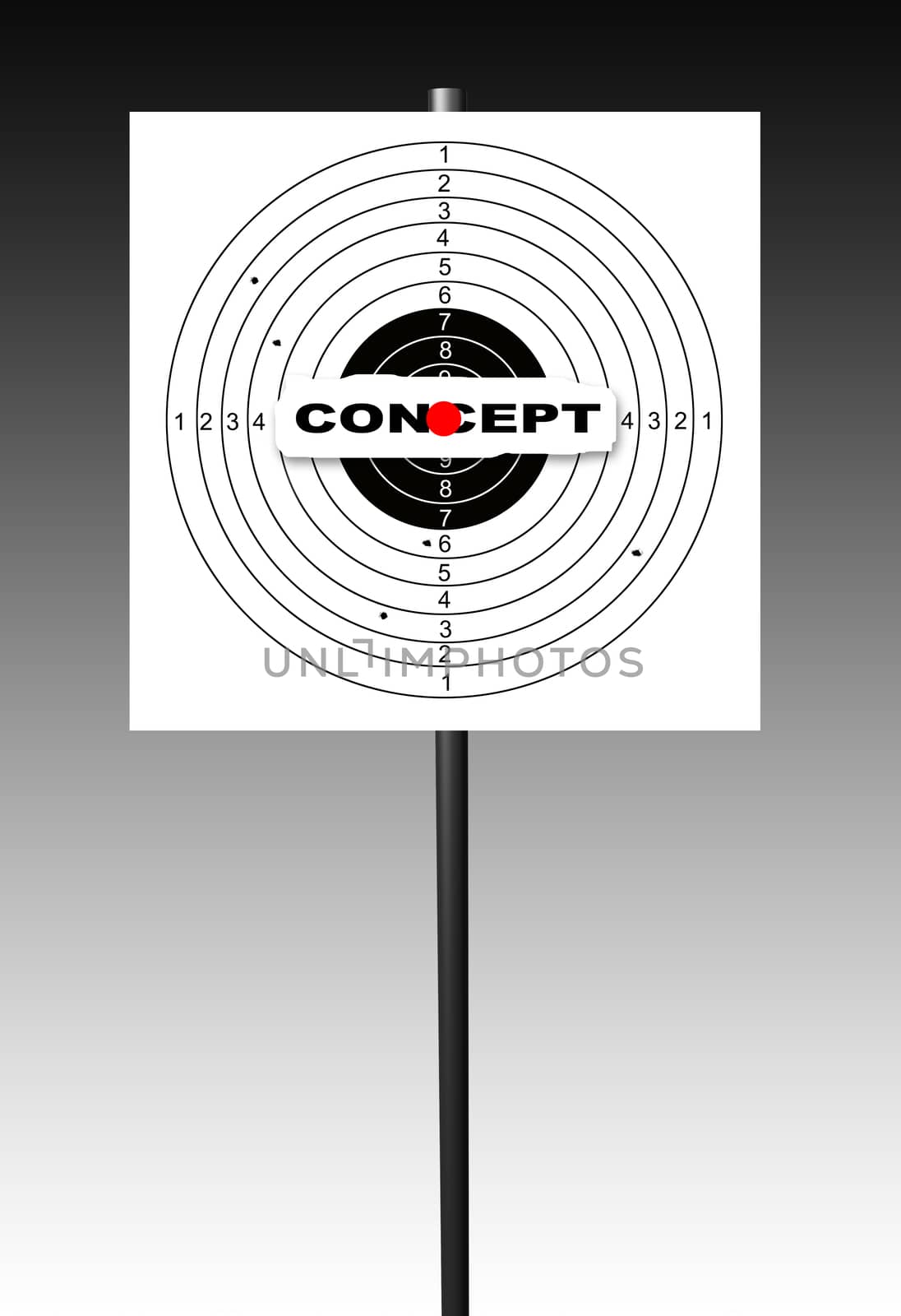 Shooting target with word concept made in 2d software