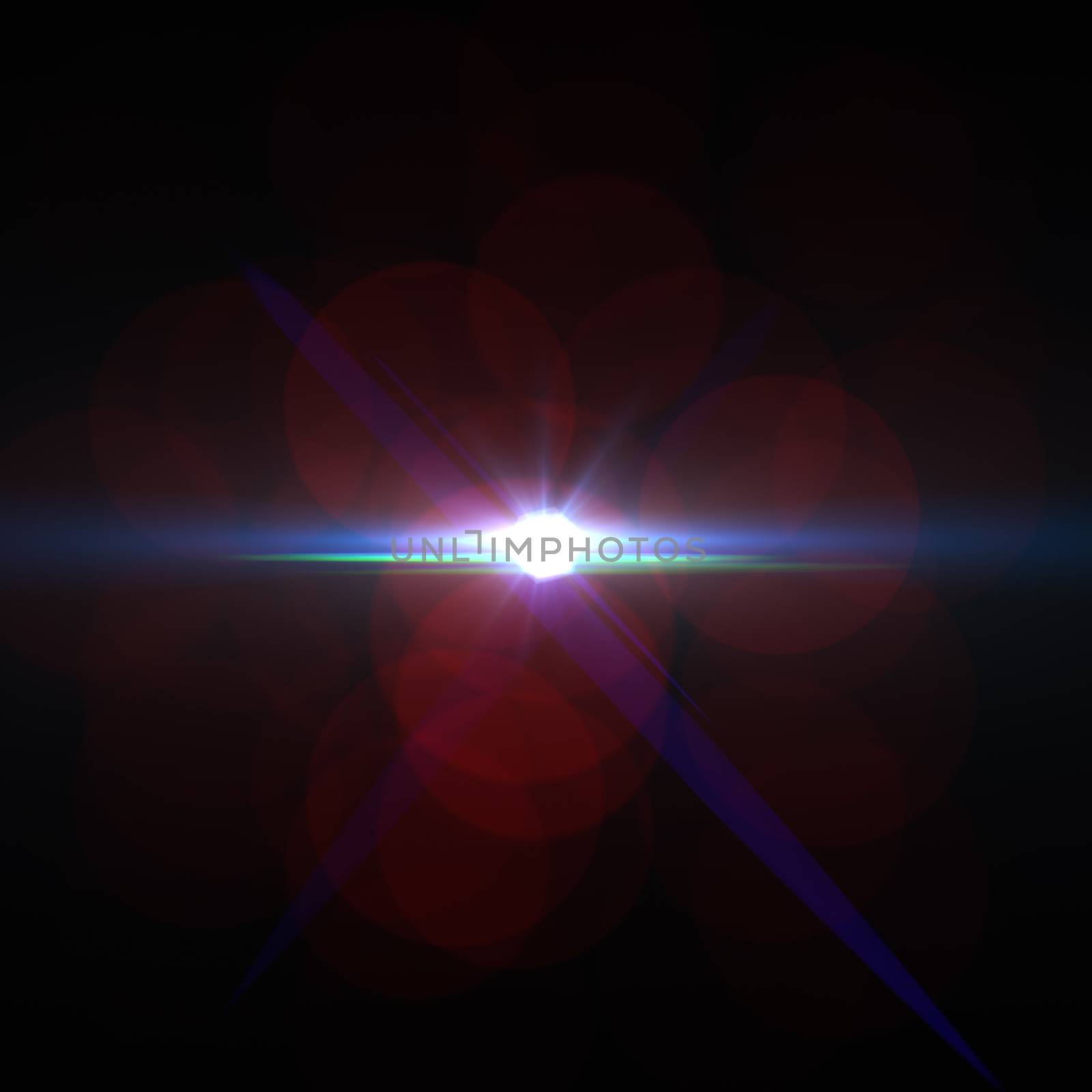 star with lens flare and bokeh effect made in 3d software