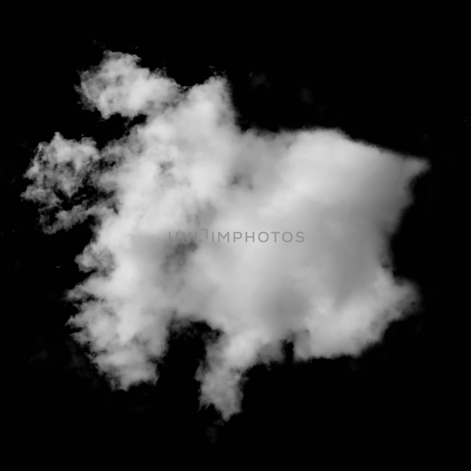 Cloud isolated on a black background for making texture brushes monochrome image