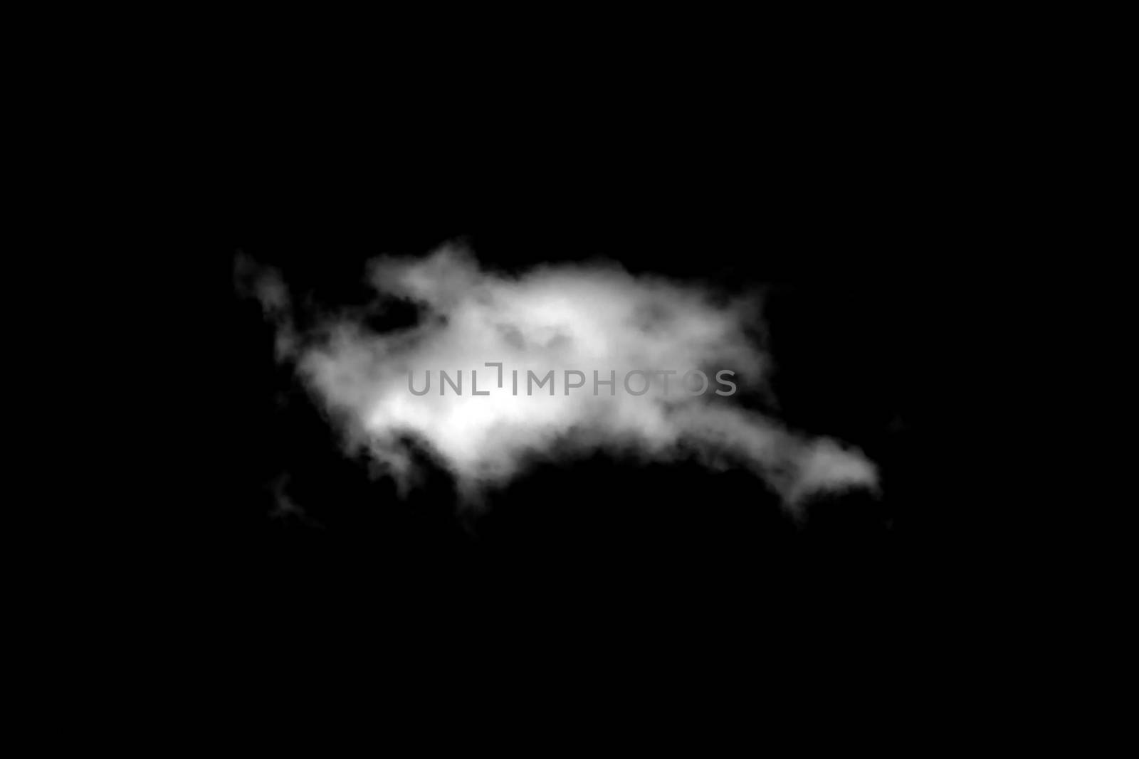 Cloud isolated on a black background for making texture brushes monochrome image