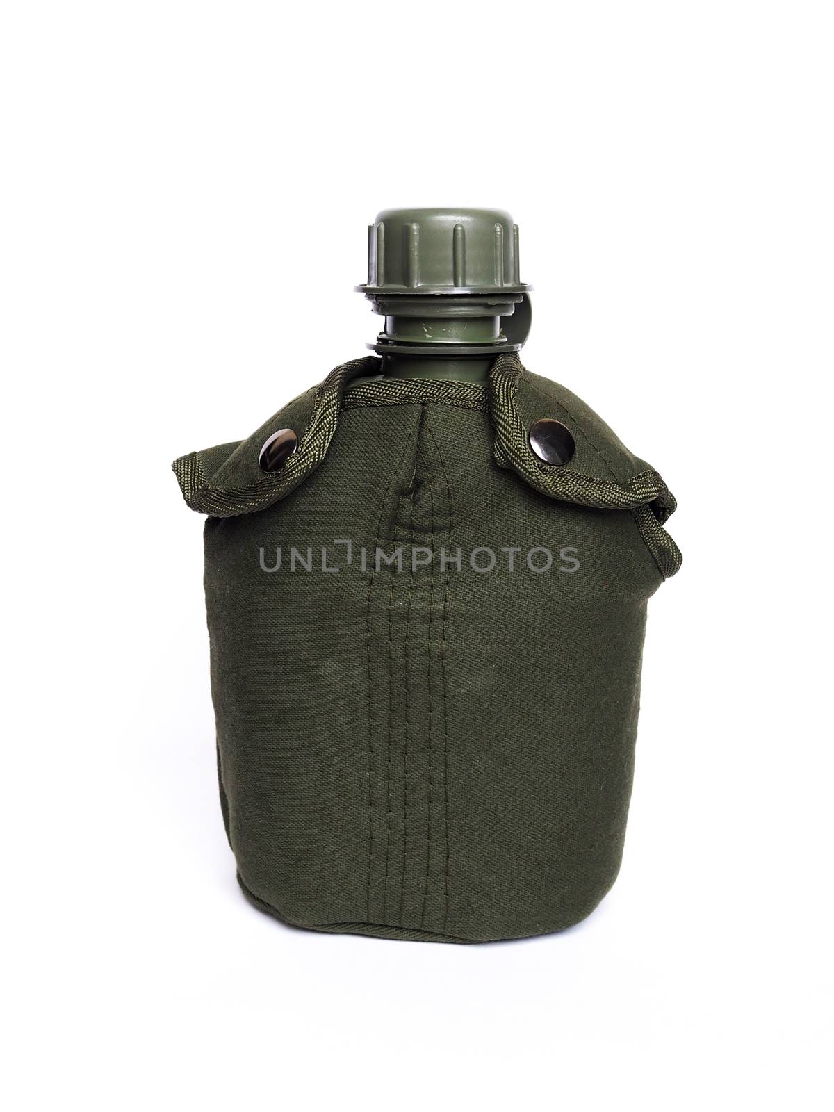 Green military water bottle for hiking, camping. by kittima05