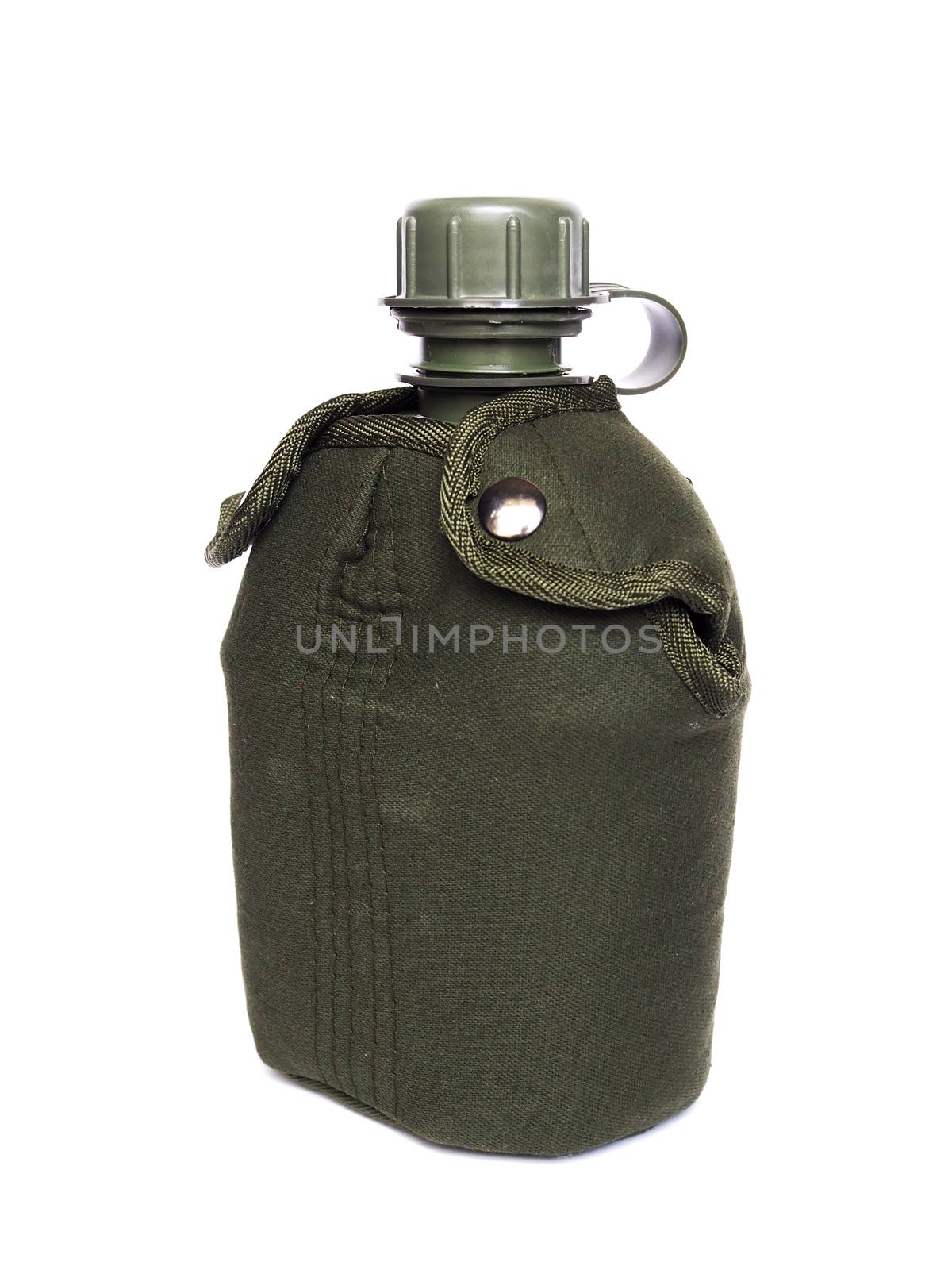 Green military water bottle for hiking, camping. by kittima05