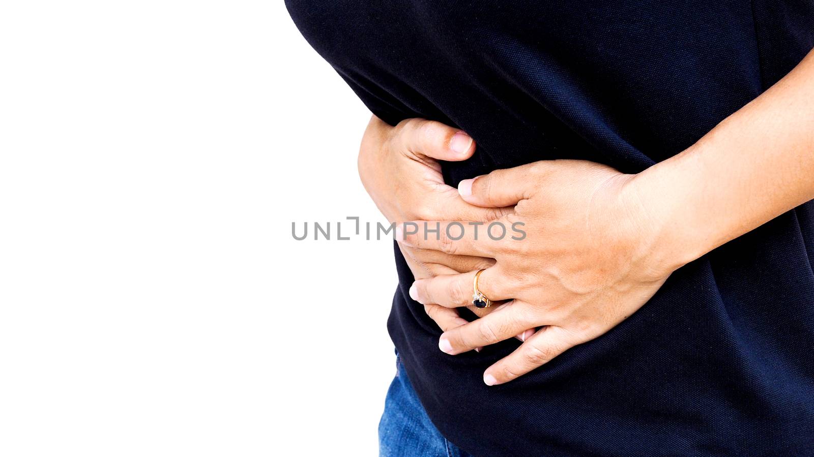 Asian women suffering from acute abdominal pain Chronic stomach by kittima05