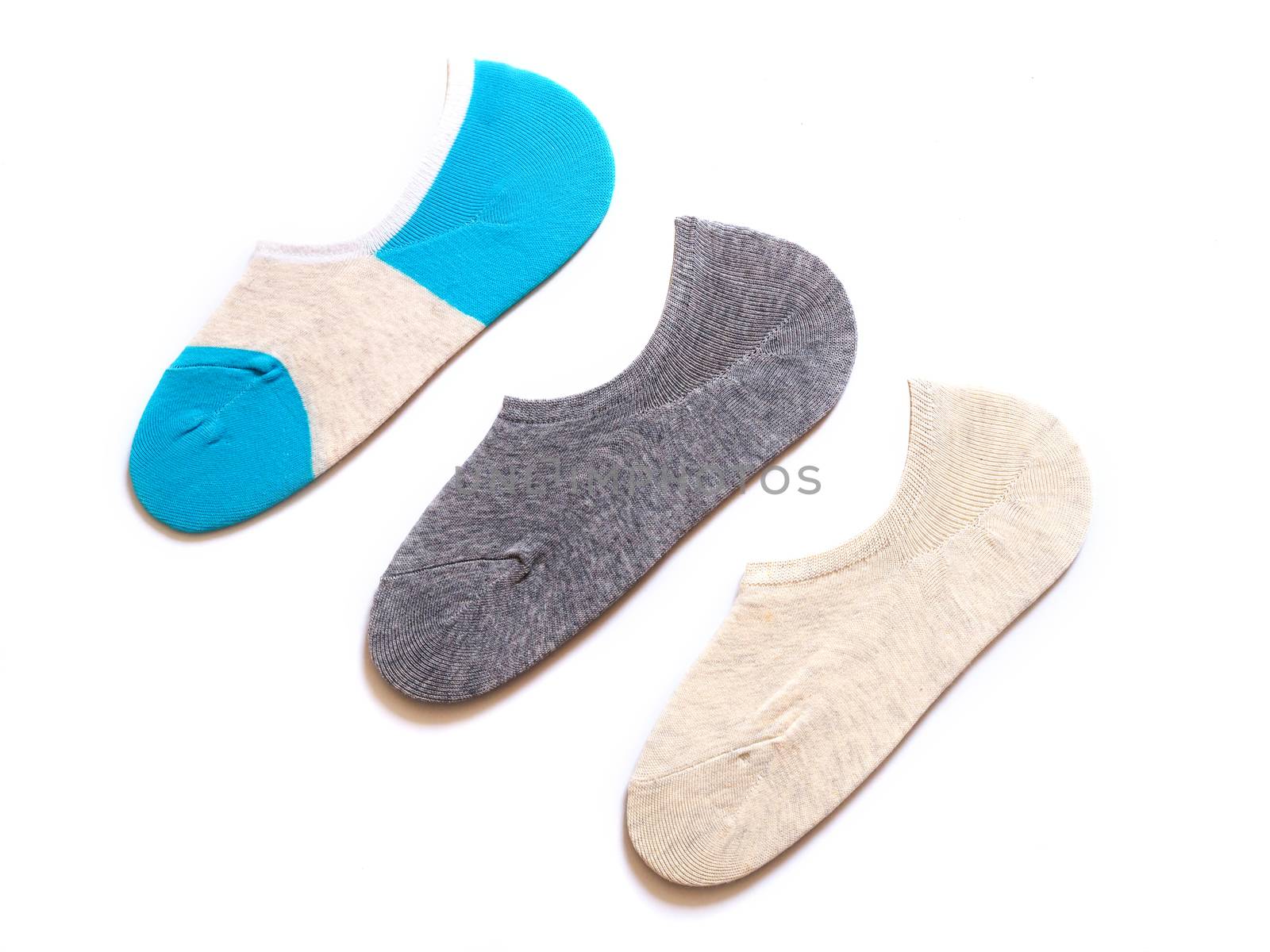 New collection of short socks Comfortable to foot wear. isolated on white background.