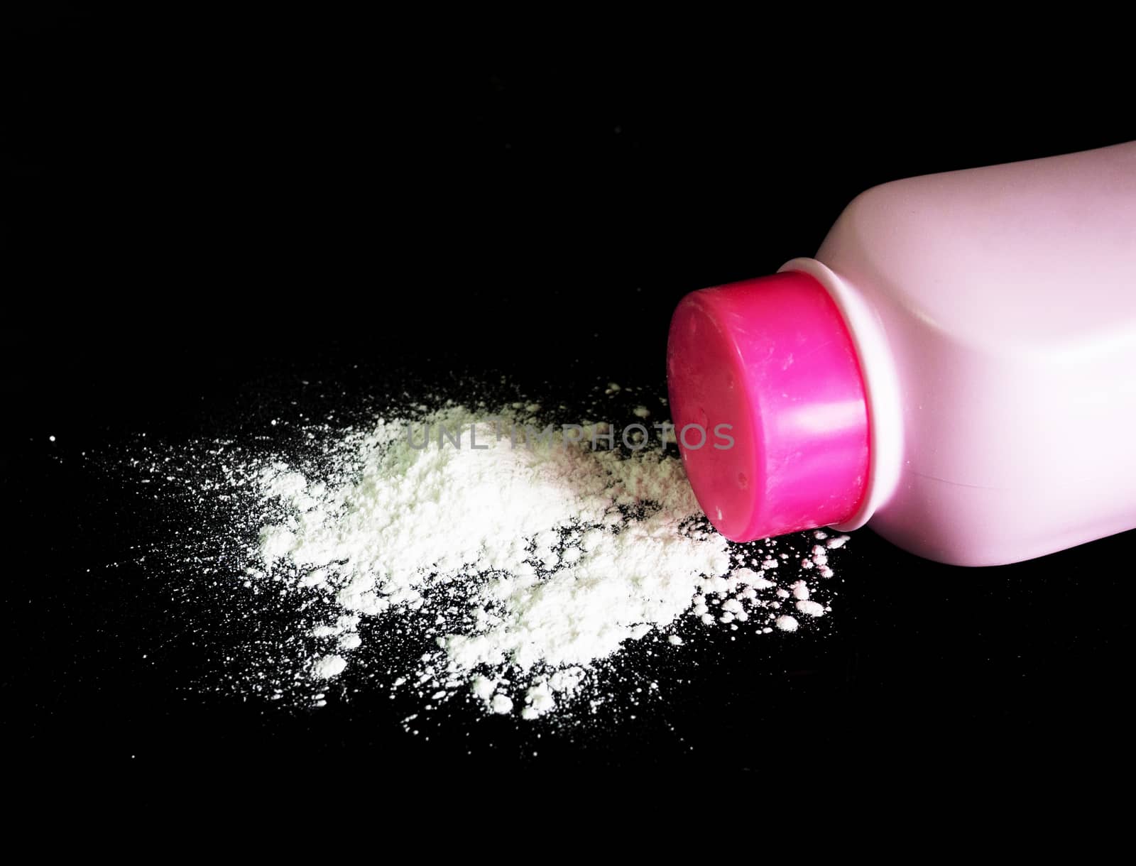 Baby talcum powder container on blue background