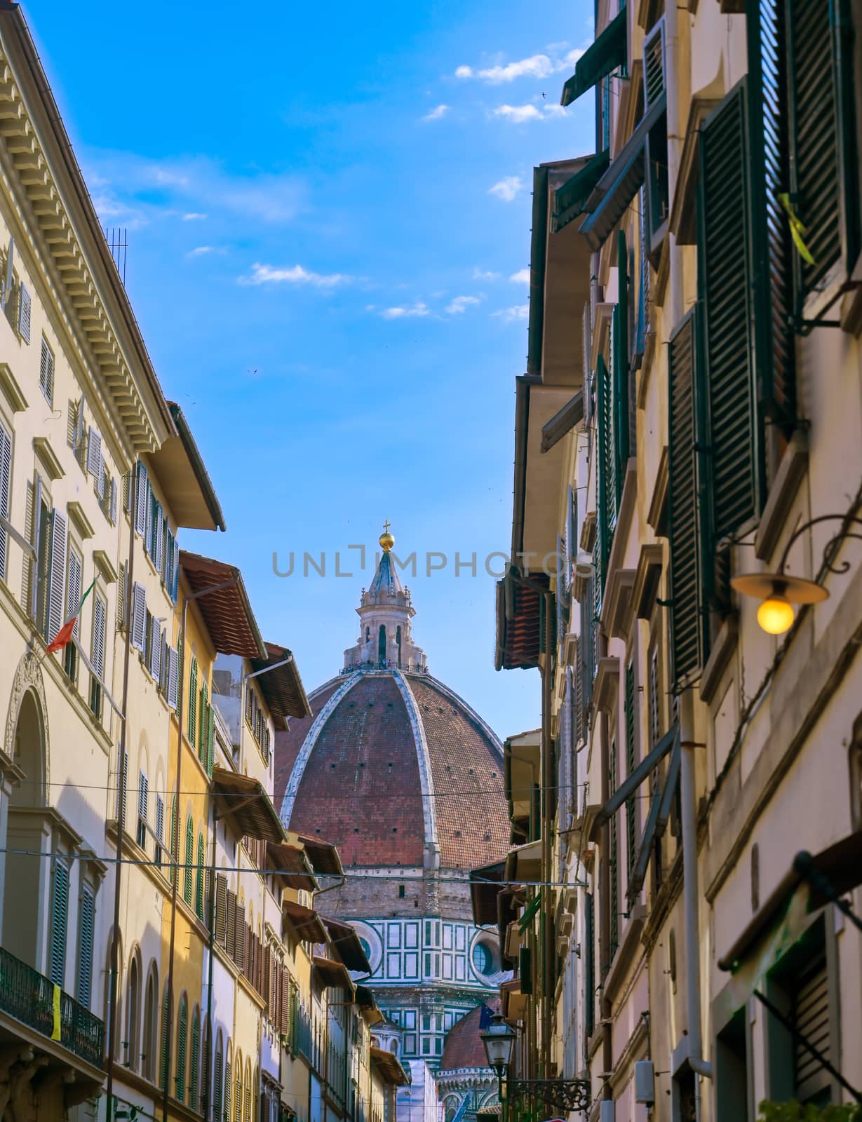 The Florence Cathedral from the streets of Florence, Italy.