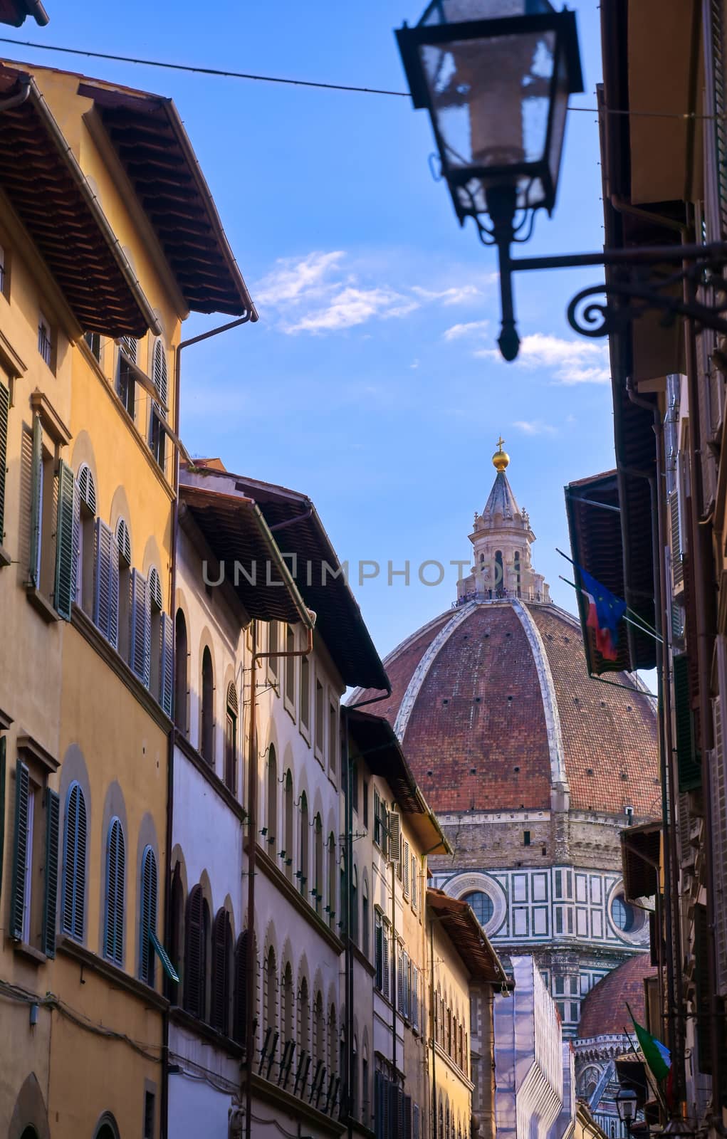 The Florence Cathedral from the streets of Florence, Italy.