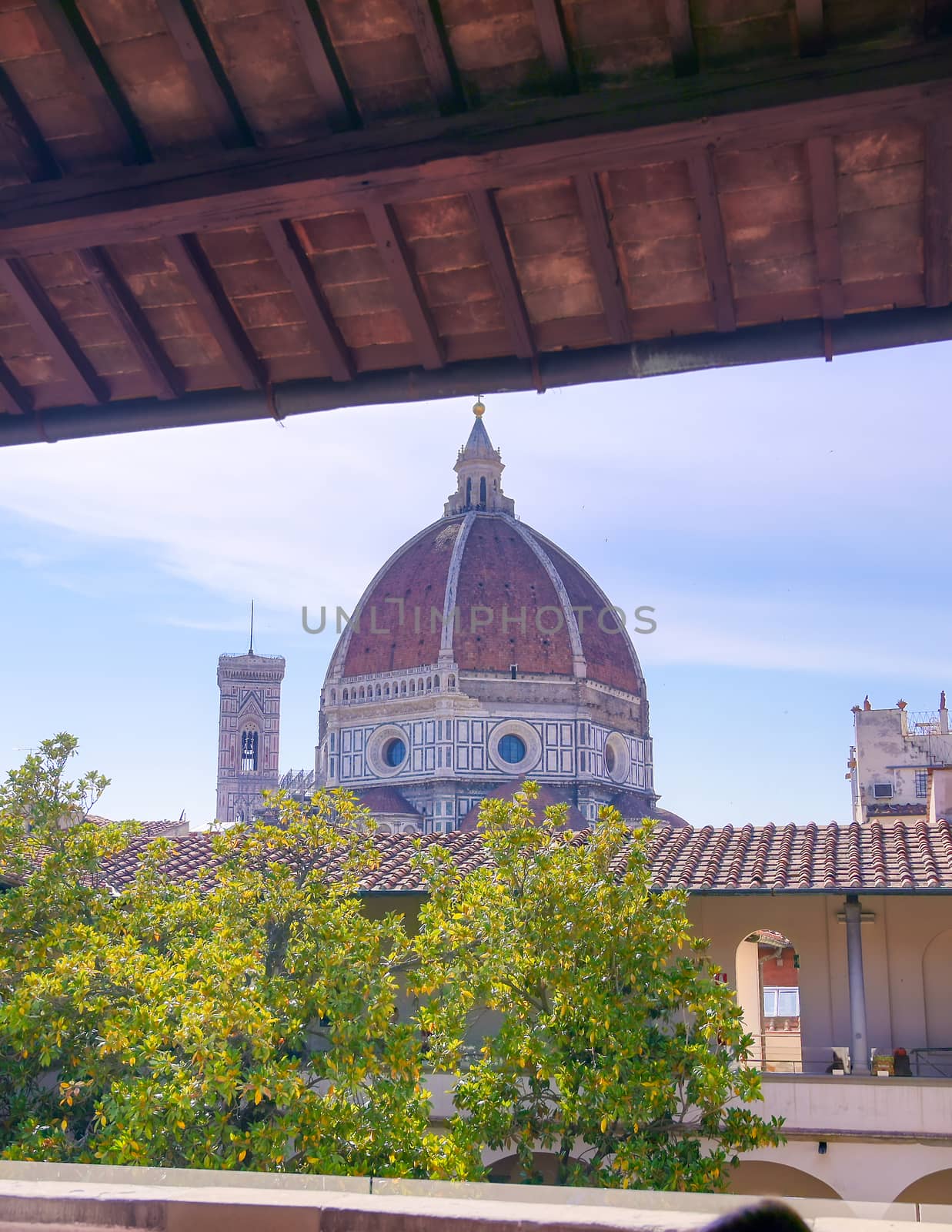 A daytime view of the Florence Cathedral located in Florence, Italy.