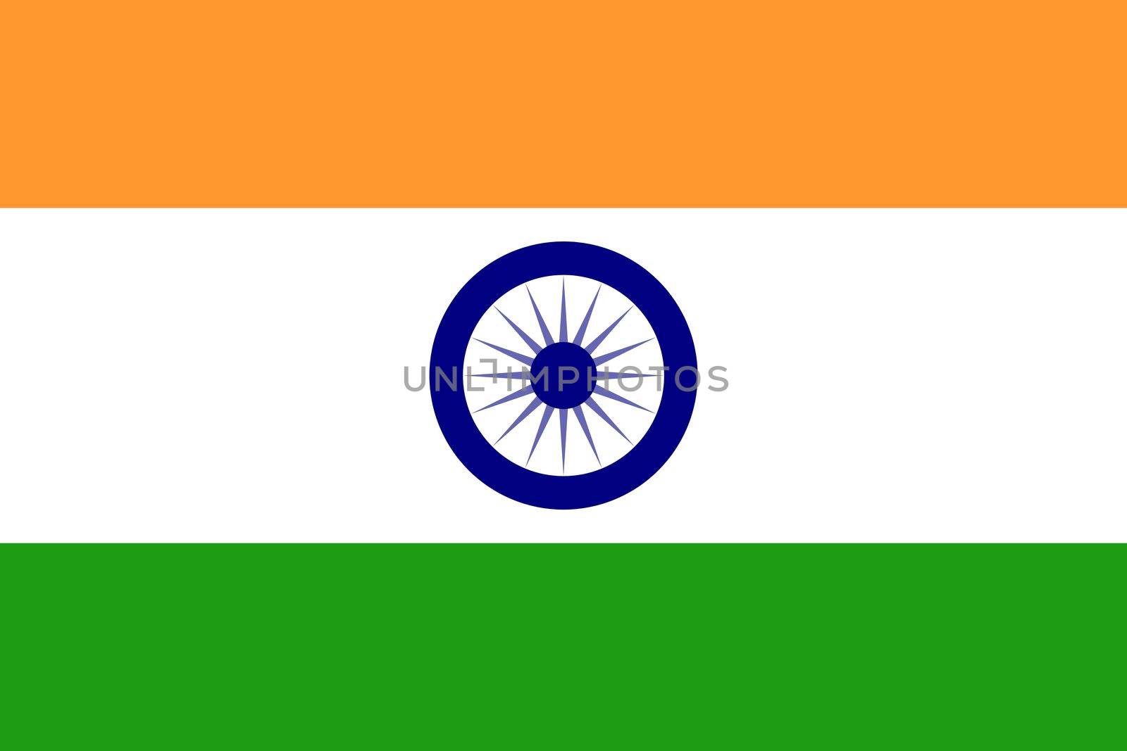 Illustration of Indian National Flag. Tiranga (3 colors - Saffron White and Green) with the navy blue wheel Ashok Chakra