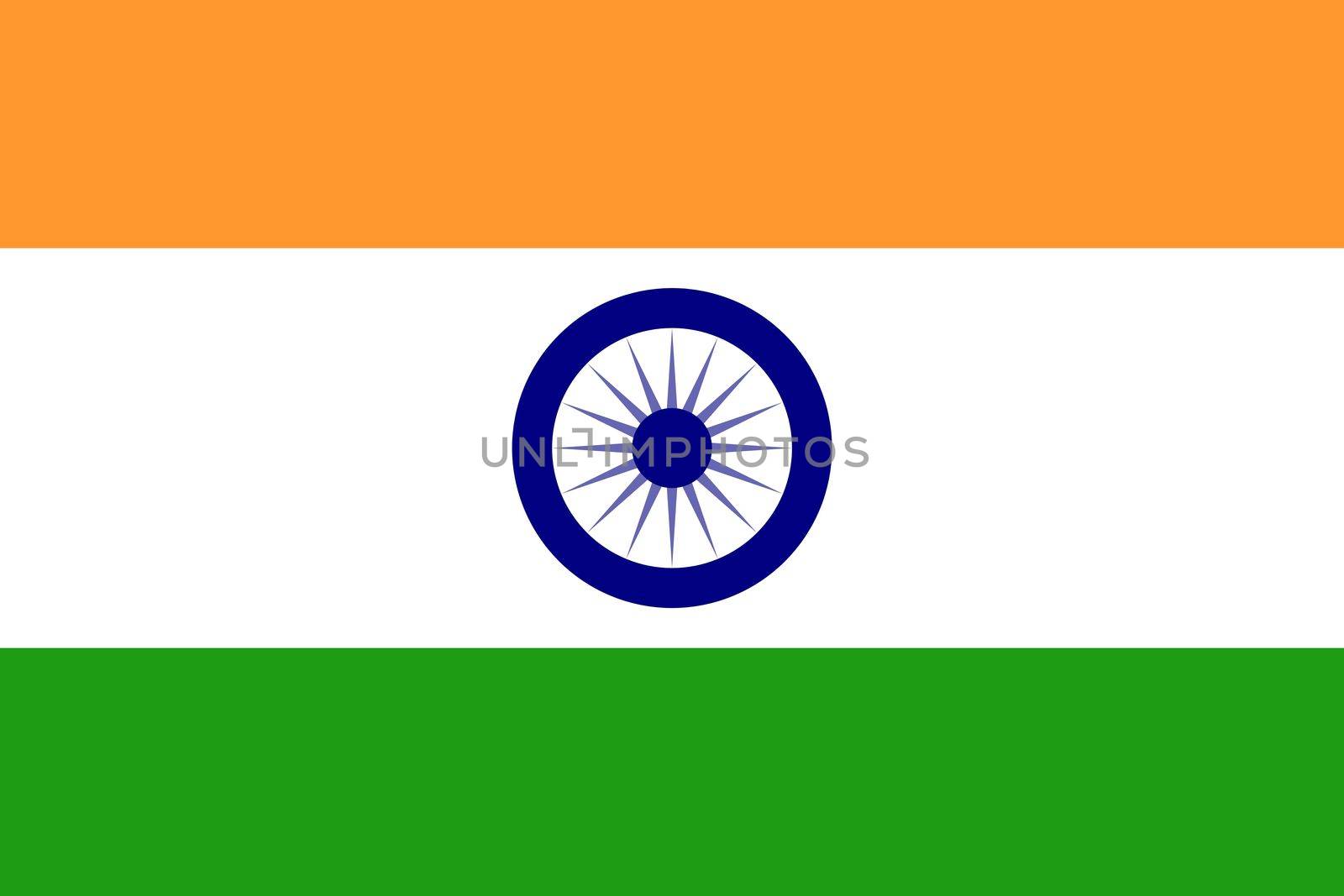 Illustration of Indian National Flag. Tiranga (3 colors - Saffron White and Green) with the navy blue wheel Ashok Chakra