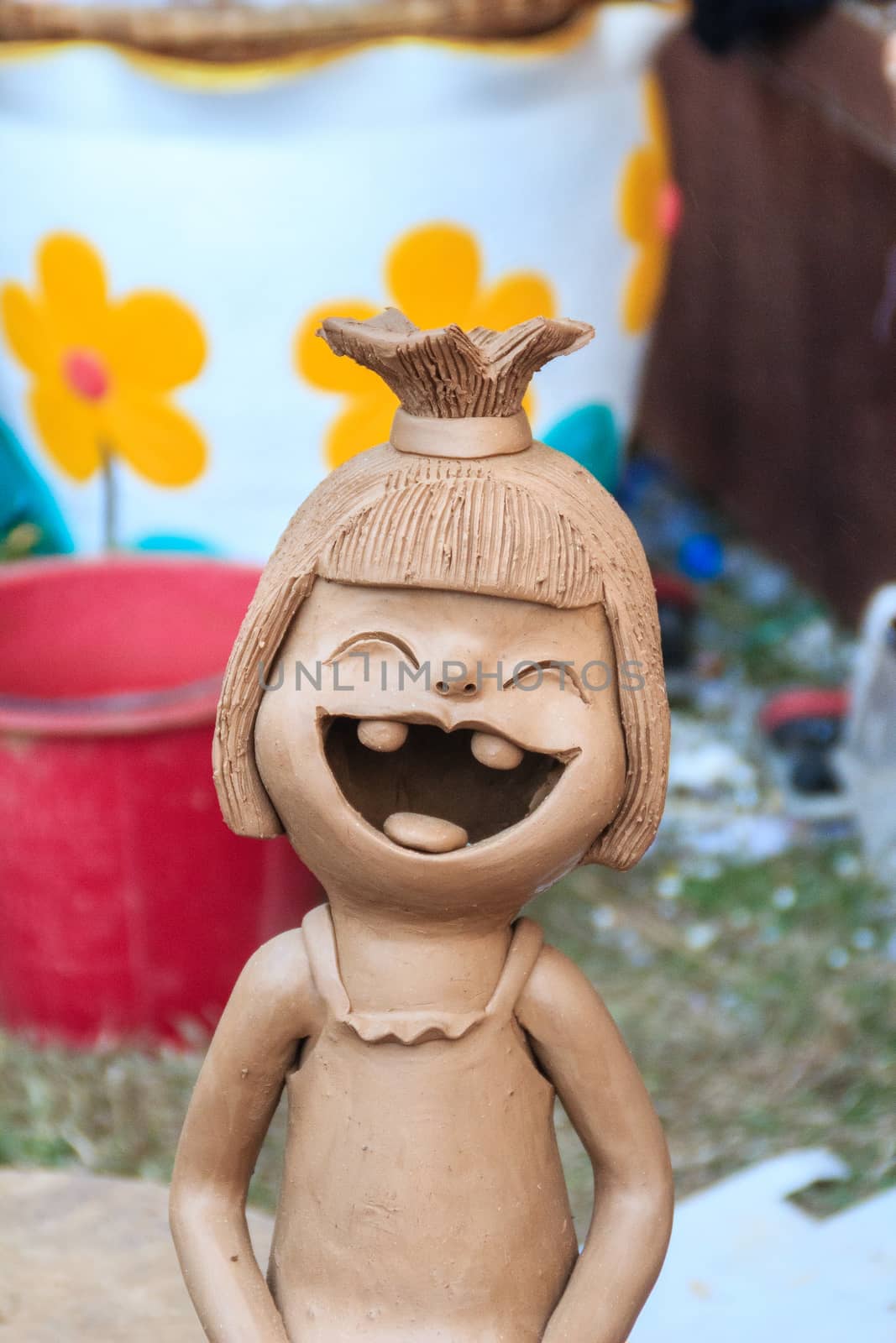 Happy Ceramic dolls for garden decoration. Cute ceramic clay pot by kwhisky