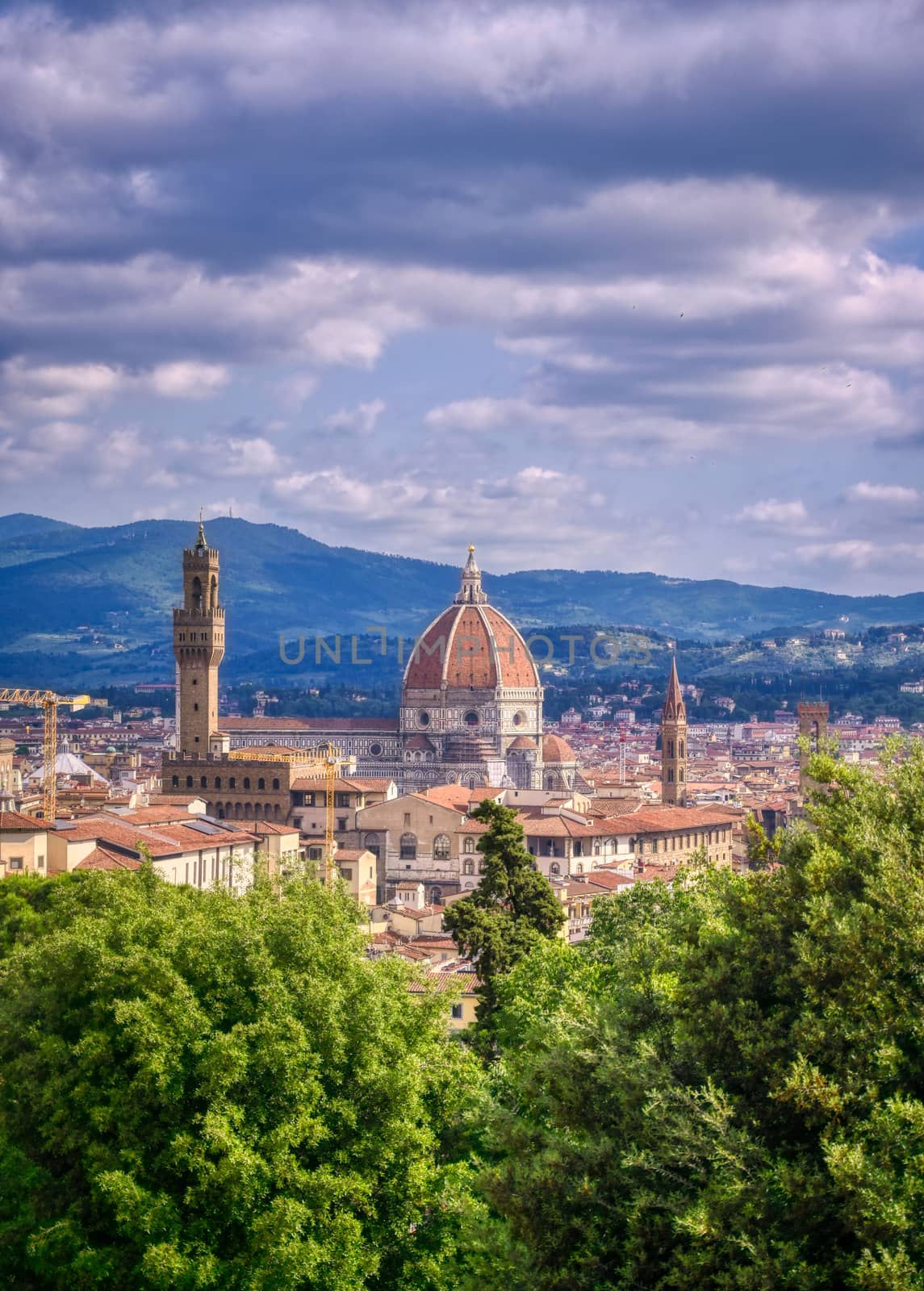 Florence, along the Arno River, in the Tuscany region of Italy.