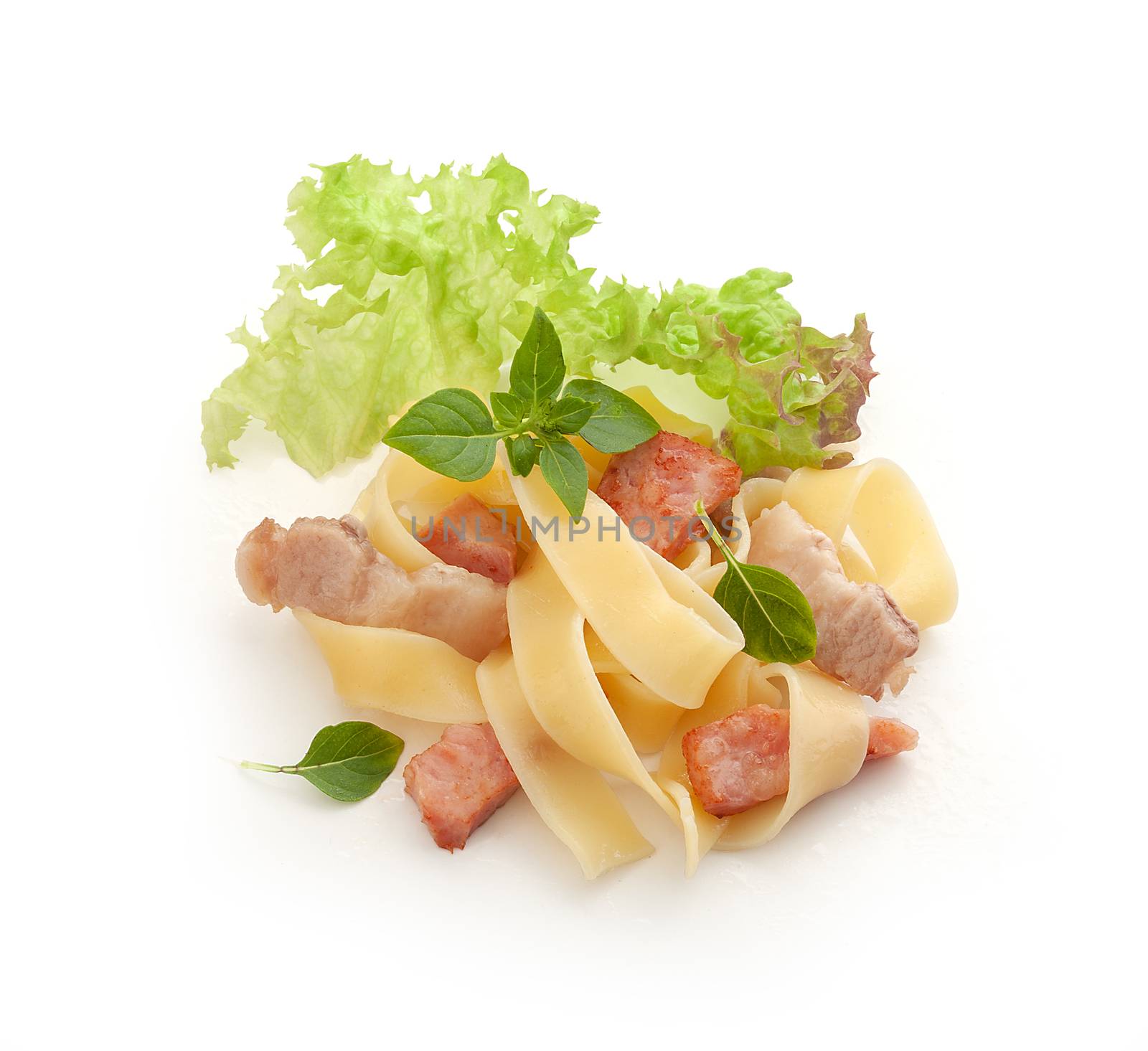 Isolated pasta carbonara on the white background