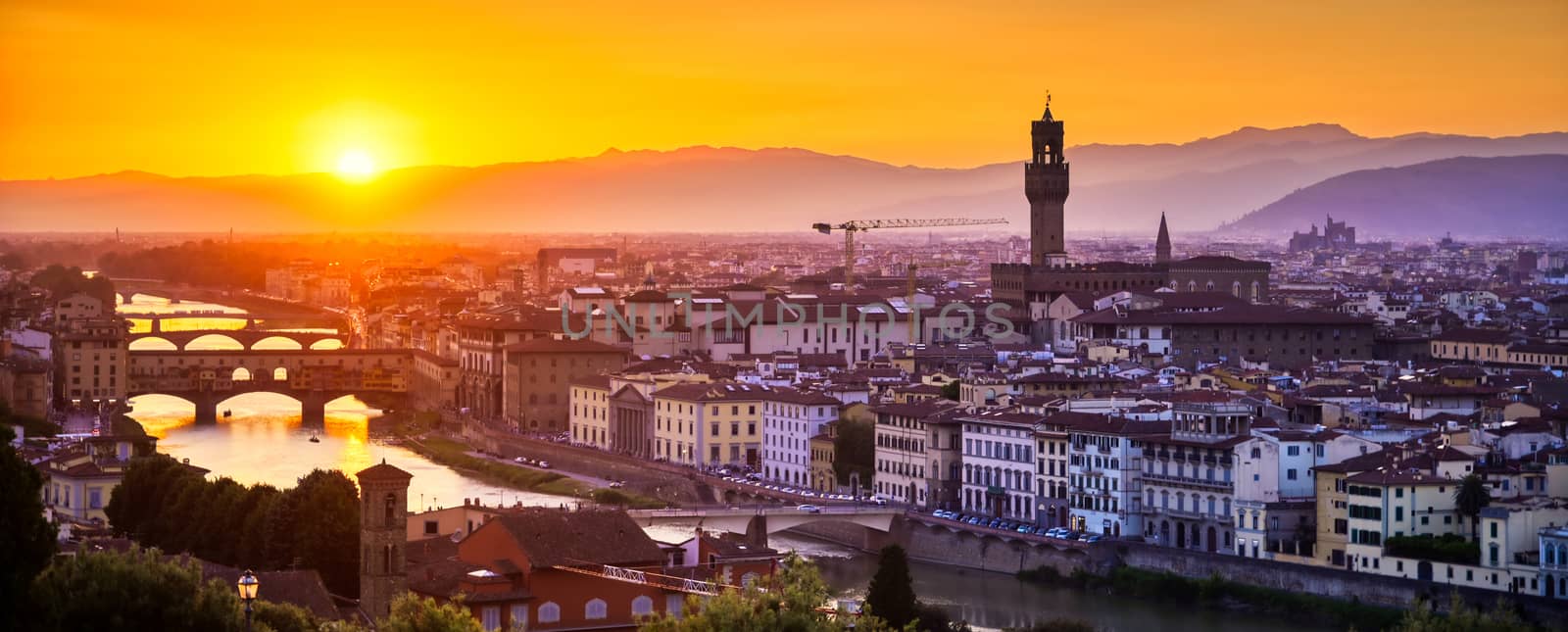 The sunset over Florence, capital of Italy’s Tuscany region.