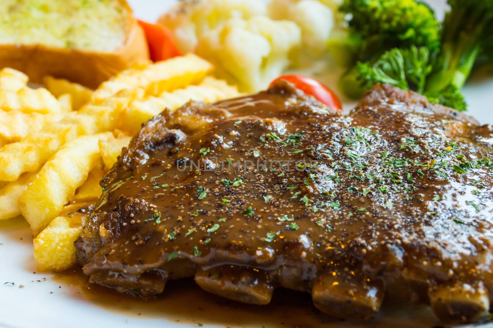  BBQ Pork Rib steak on the table 