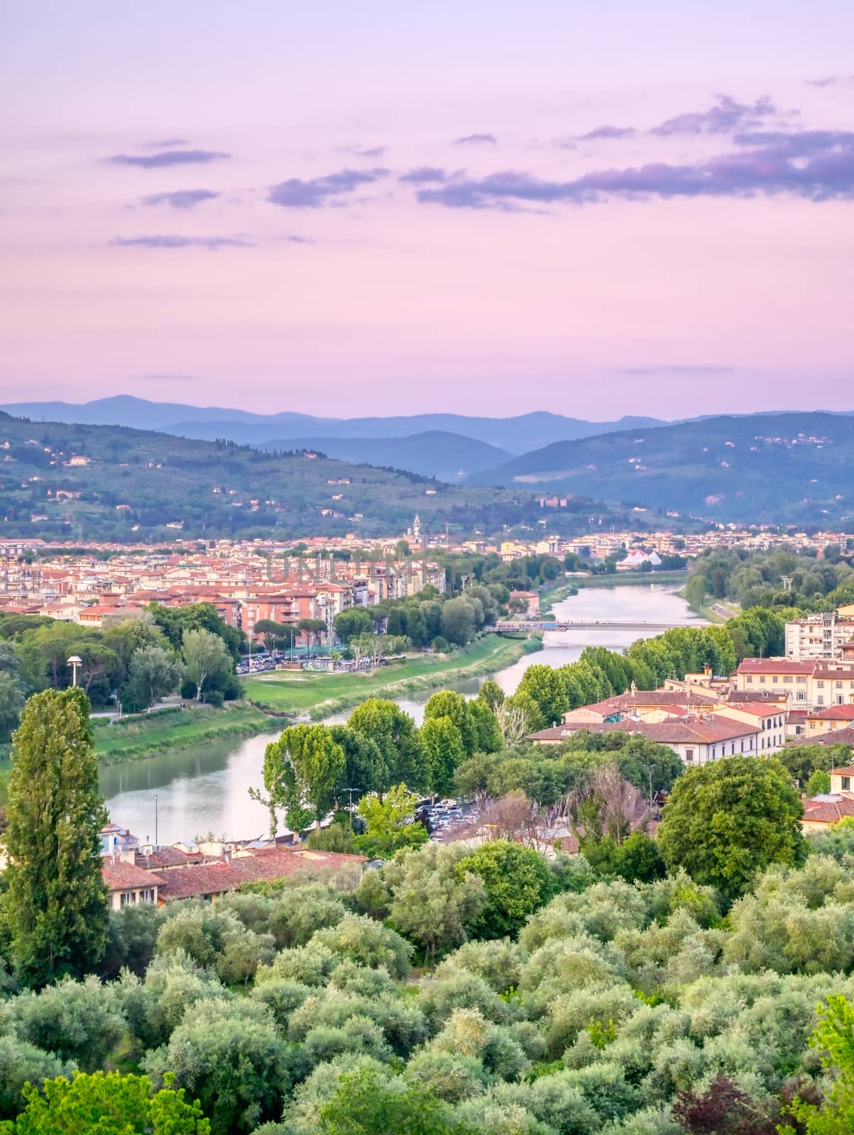 The sunset over Florence, capital of Italy’s Tuscany region.