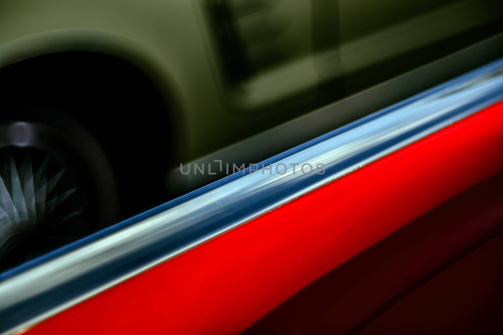 Classic car abstraction background. Soft focus, boke background with copy space. Vintage car details close up view. Abstract blur background of vintage car.