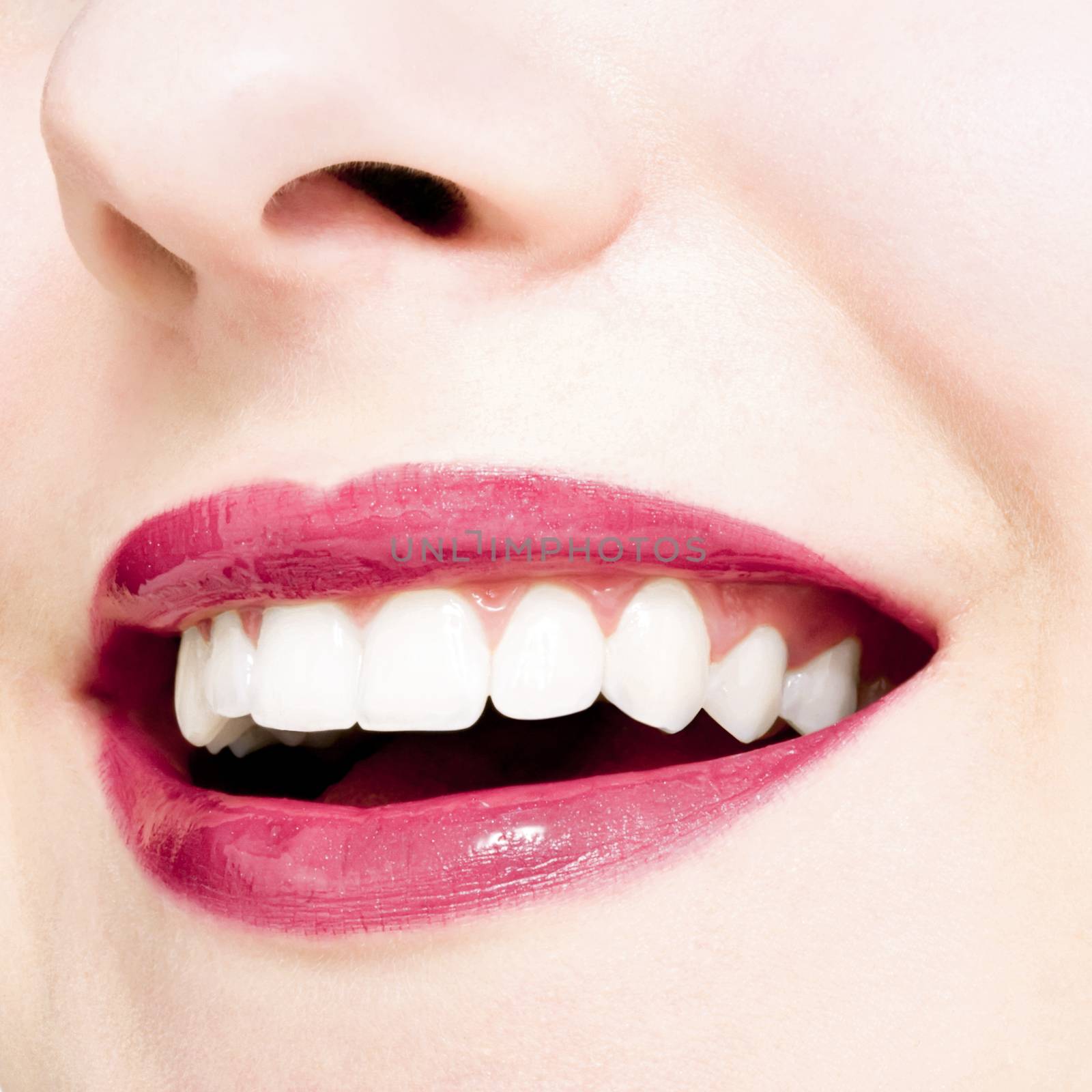 Perfect smile and healthy white natural teeth, happy smiling for dental and beauty by Anneleven