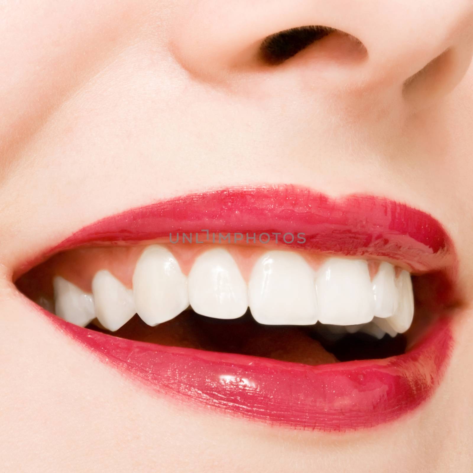 Perfect smile and healthy white natural teeth, happy smiling for dental and beauty by Anneleven