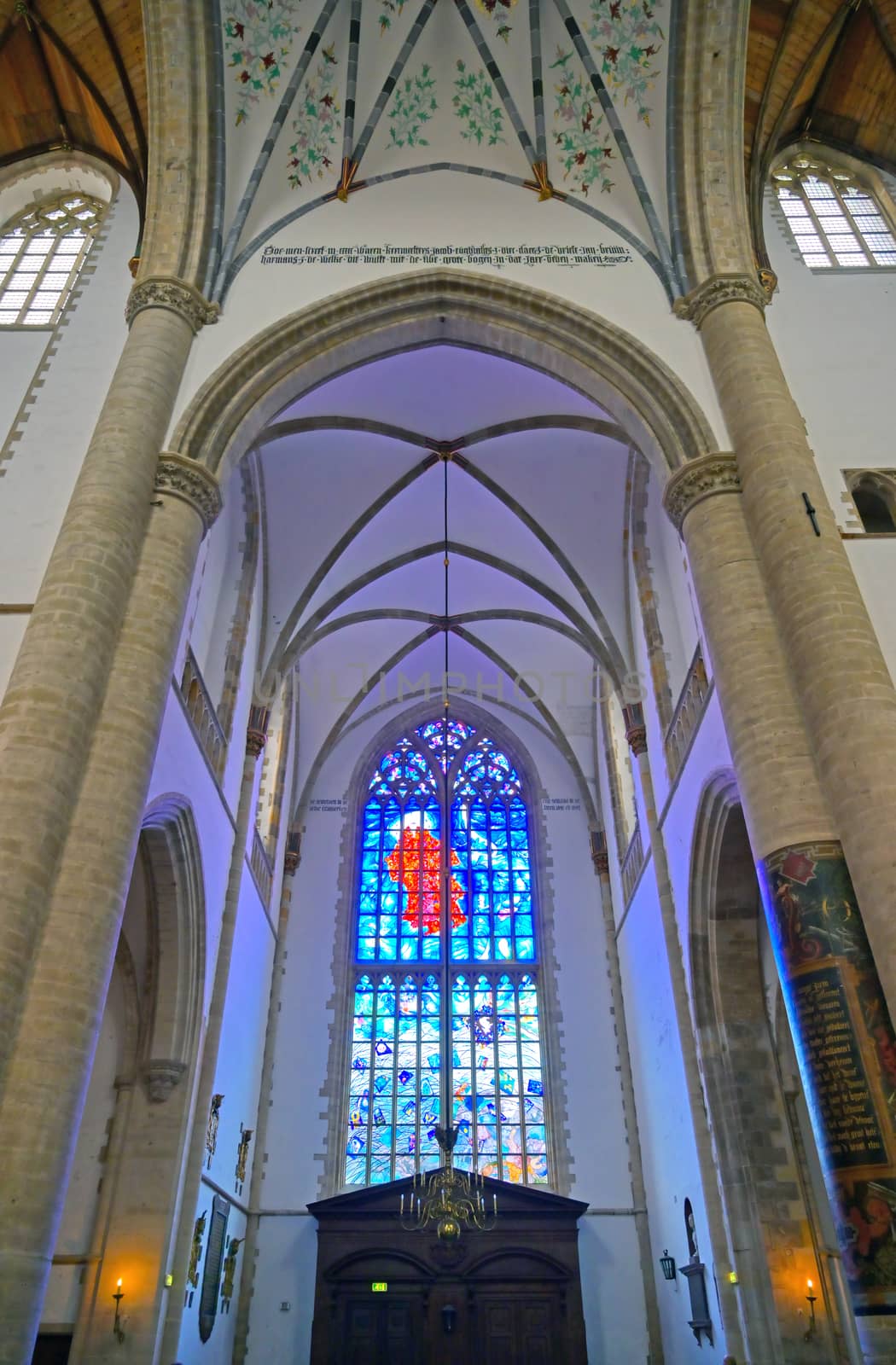 Haarlem, Netherlands - April 30, 2019 - The interior of the St. Bavo Church in the Dutch city of Haarlem, the Netherlands.