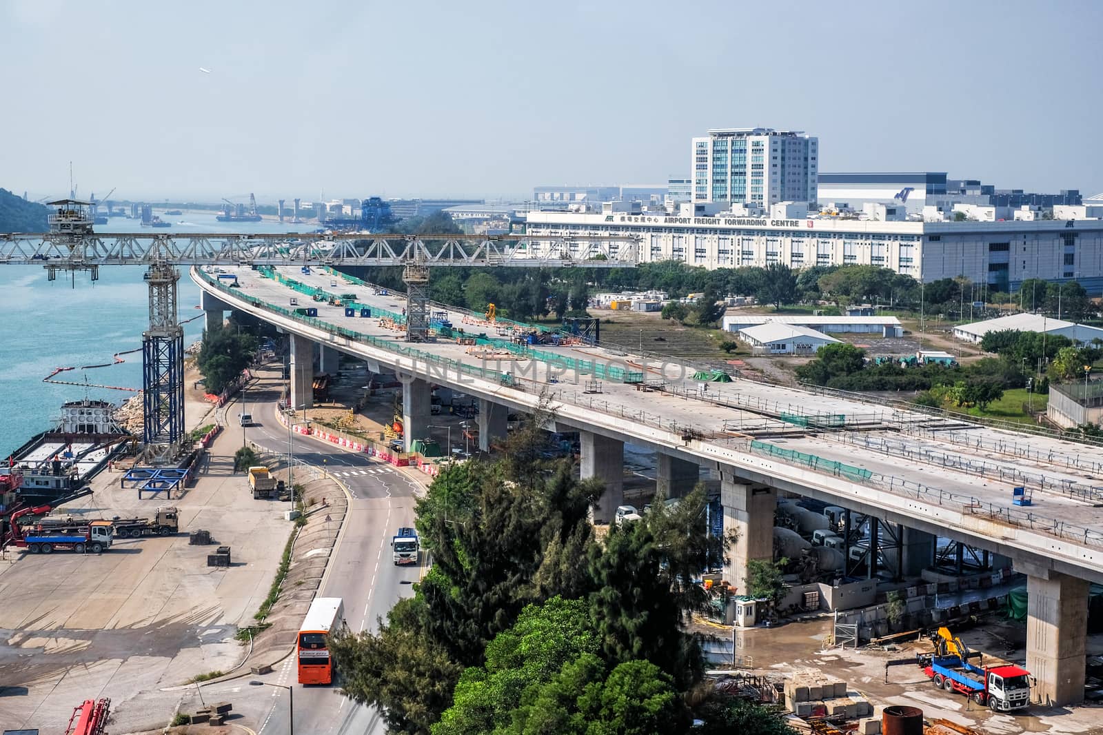 JAN 13 2016 : Construction site of Hong Kong Airport  Building Road in 13 January 2016