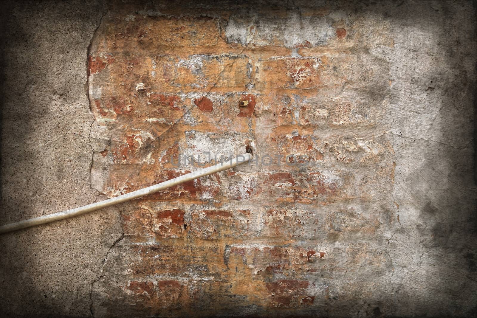 Aged and weathered old brick wall texture in a retro vintage des by MP_foto71