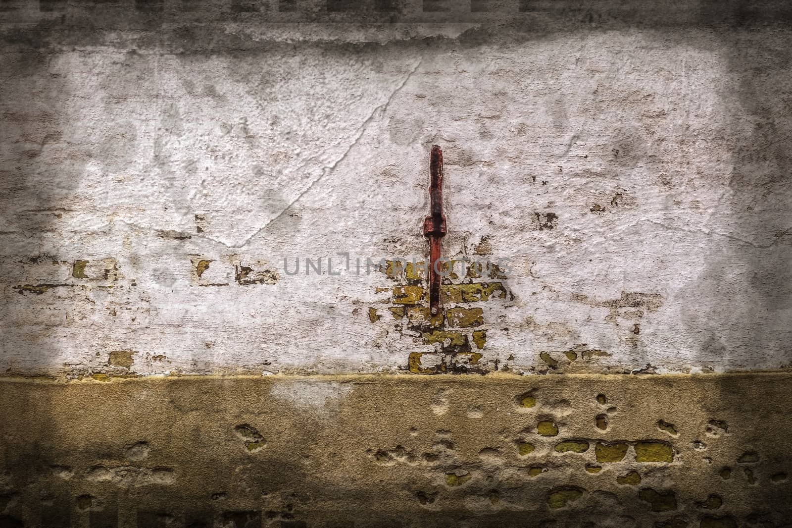 Aged and weathered old brick wall texture in a retro vintage des by MP_foto71